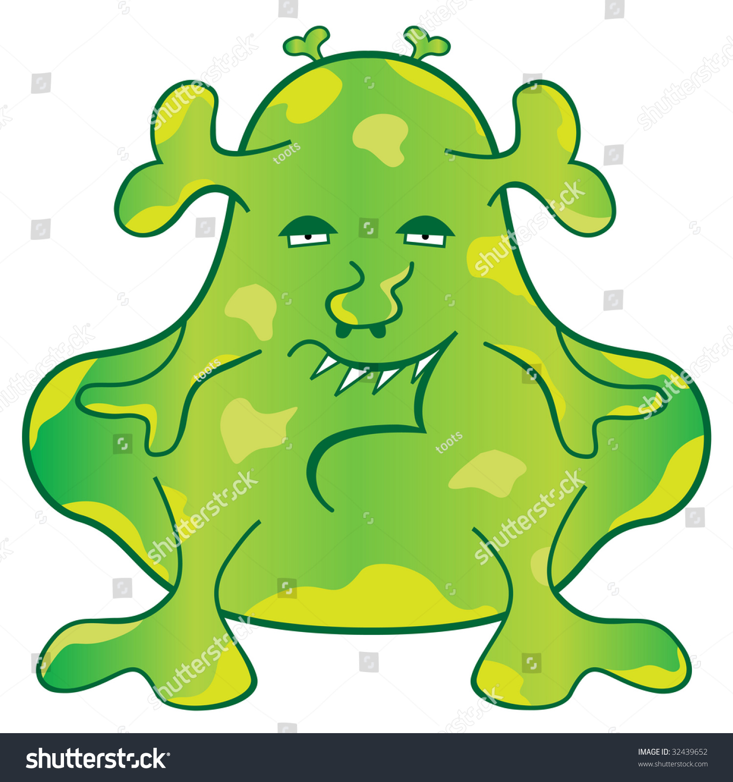 Green Monster Blob Cartoon Character Stock Vector (Royalty Free) 32439652