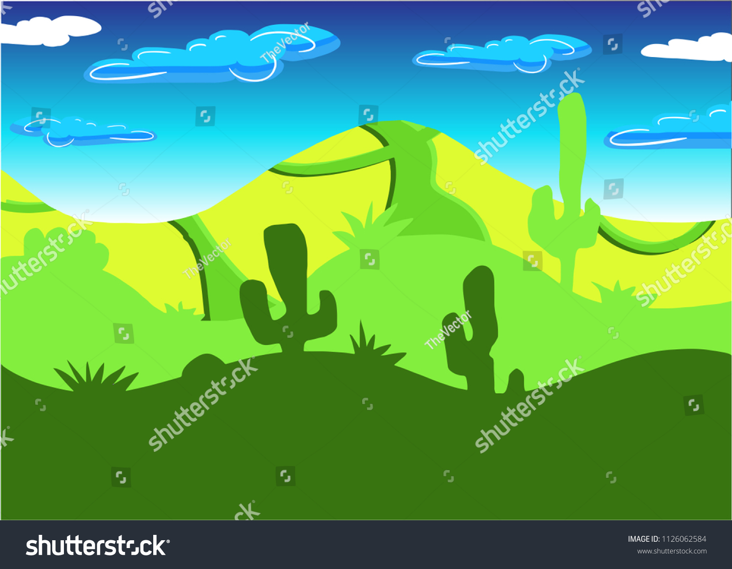 Green Nature Landscape Vector Illustration Stock Vector (Royalty Free ...