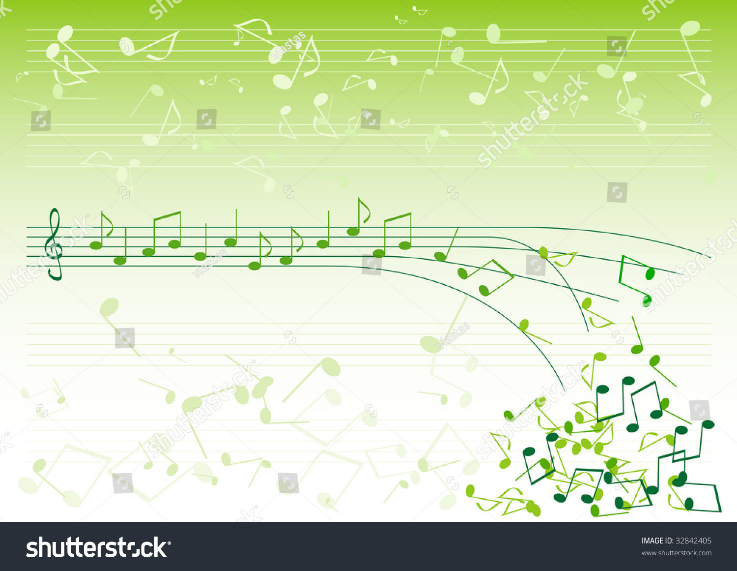 Green Notes On White Background Stock Vector (Royalty Free) 32842405 ...