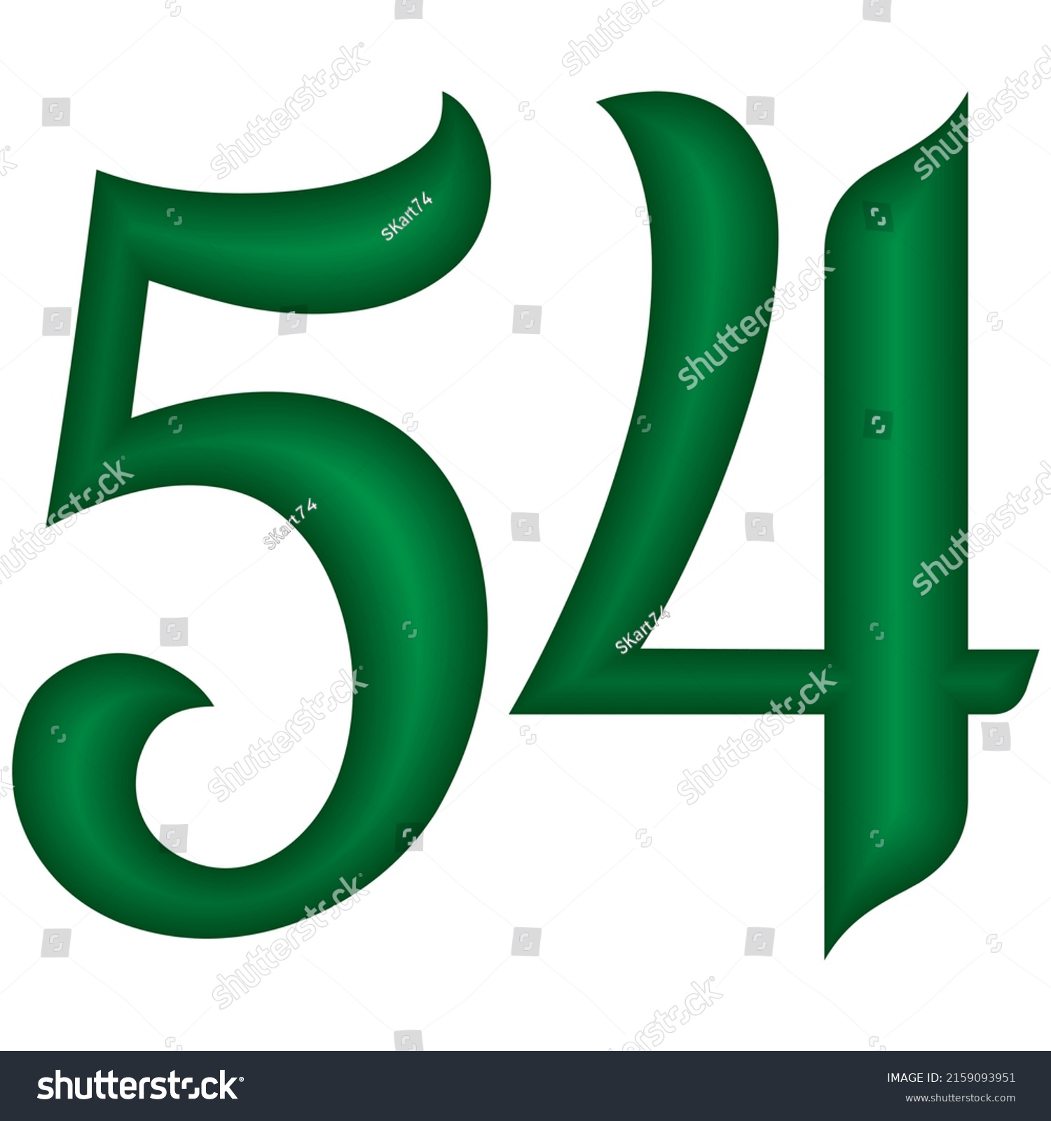 green-number-fifty-four-vector-illustration-stock-vector-royalty-free