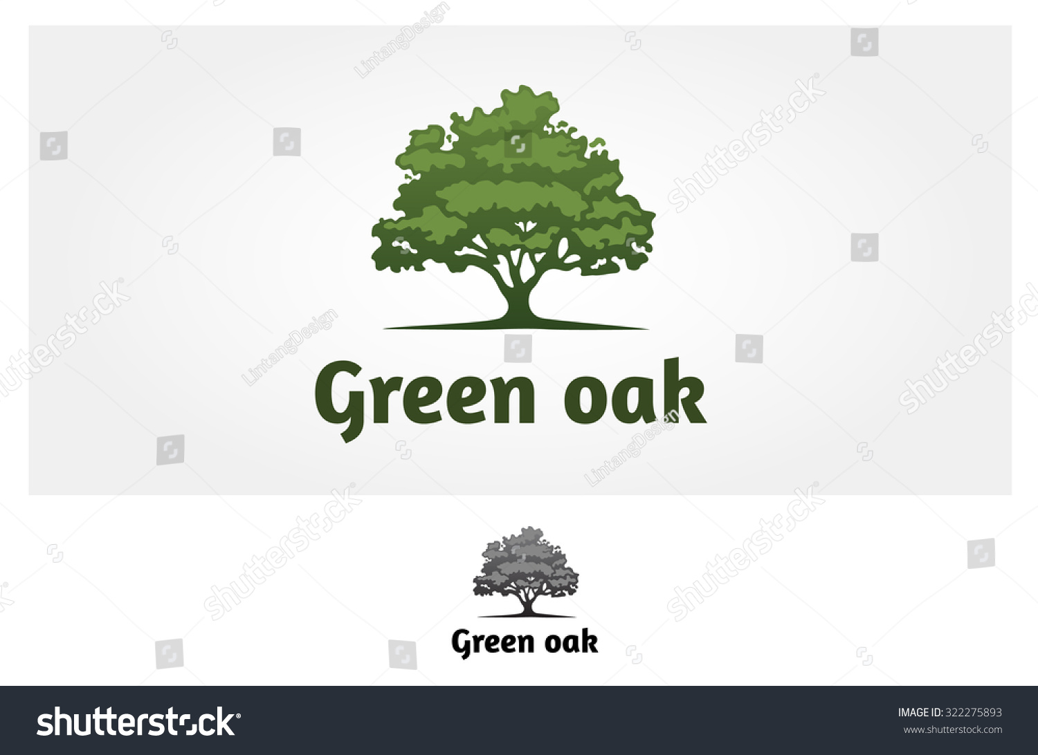 Green Oak Silhouette Tree Vector Logo Stock Vector (Royalty Free