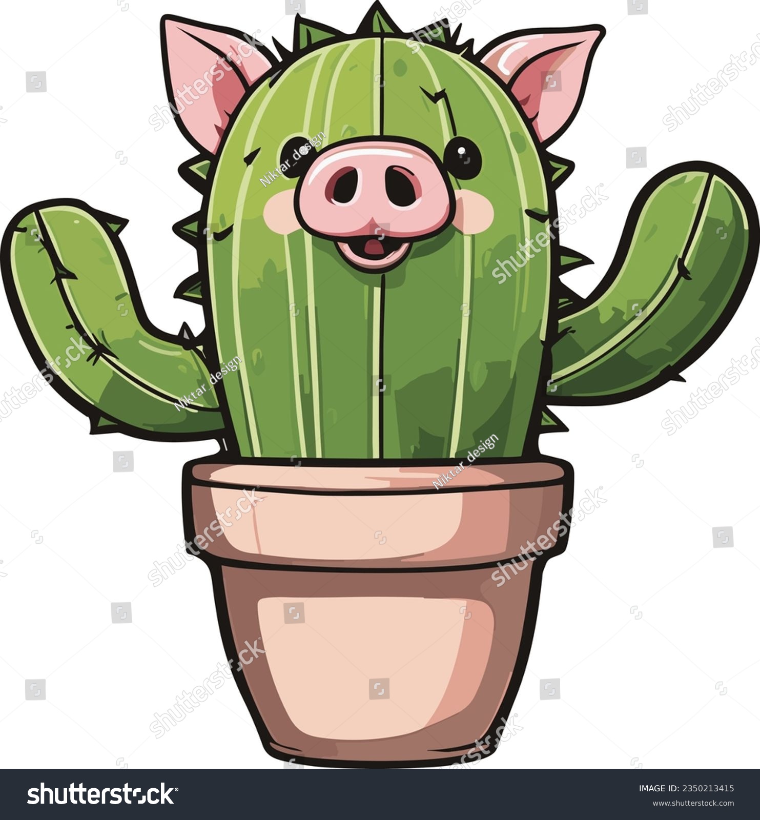 SVG of Green Pig Cactus art illustration svg