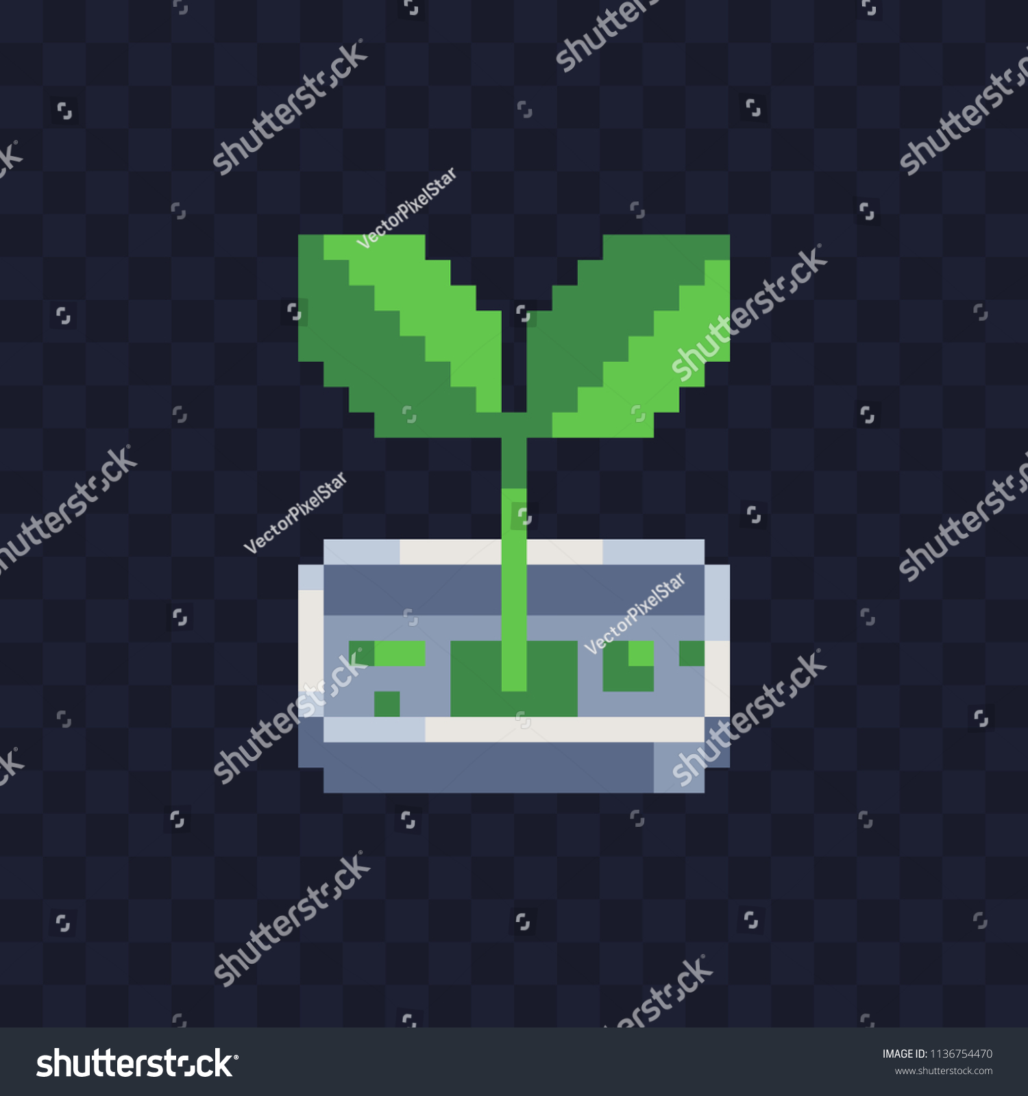 Green Plant Leaves Pixel Art Icon Stock Vector (Royalty Free ...