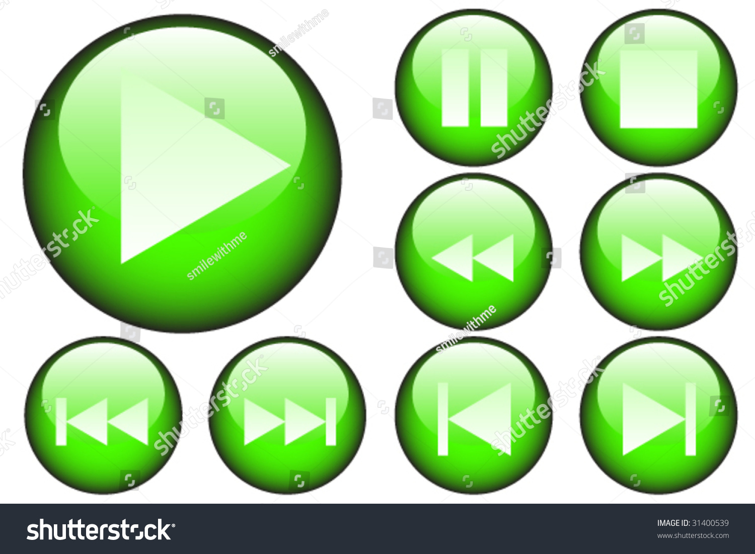 Green Playback Buttons Stock Vector Illustration 31400539 : Shutterstock