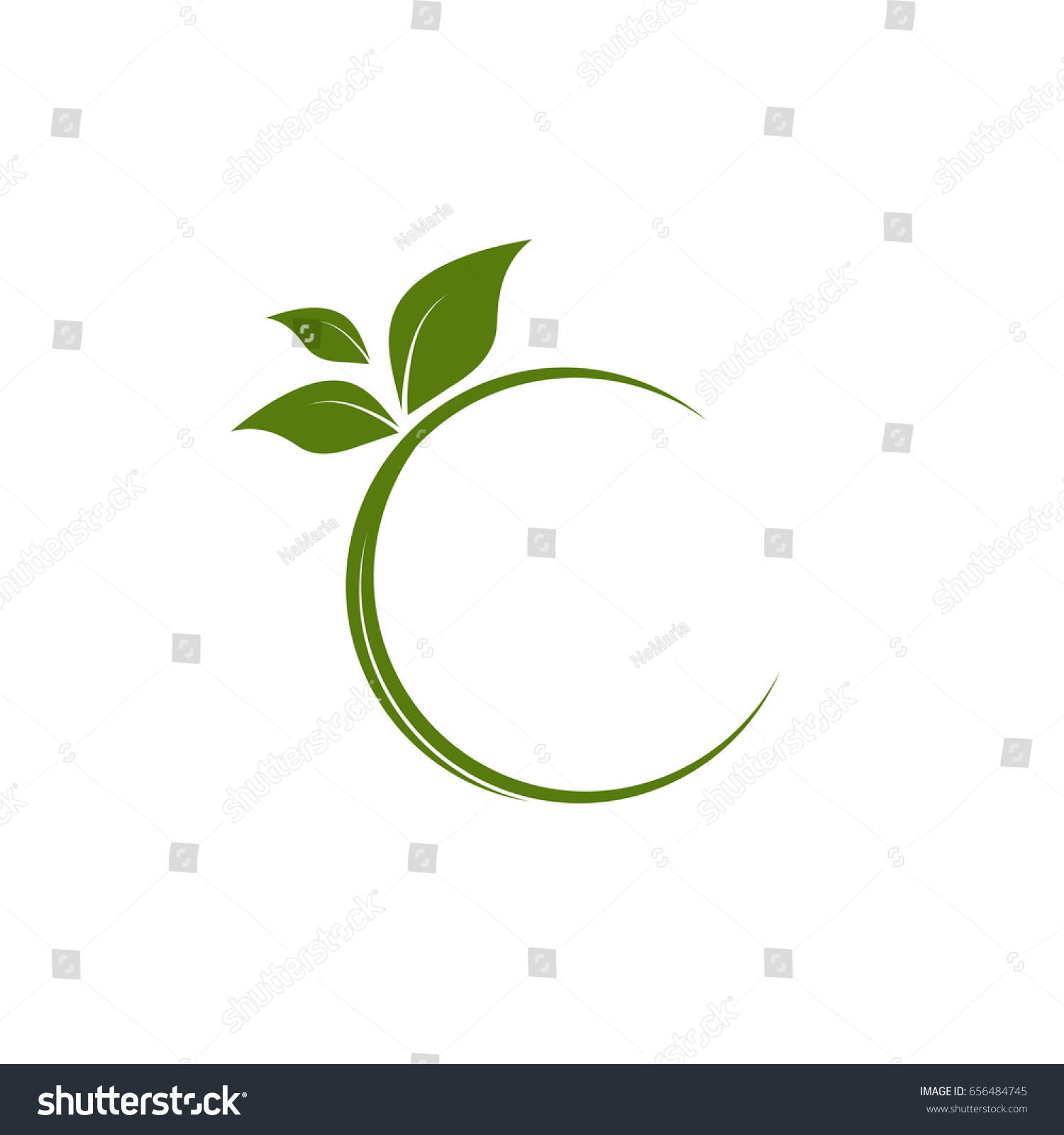 Download Green Round Sprig Isolated On White Stock Vector 656484745 ...