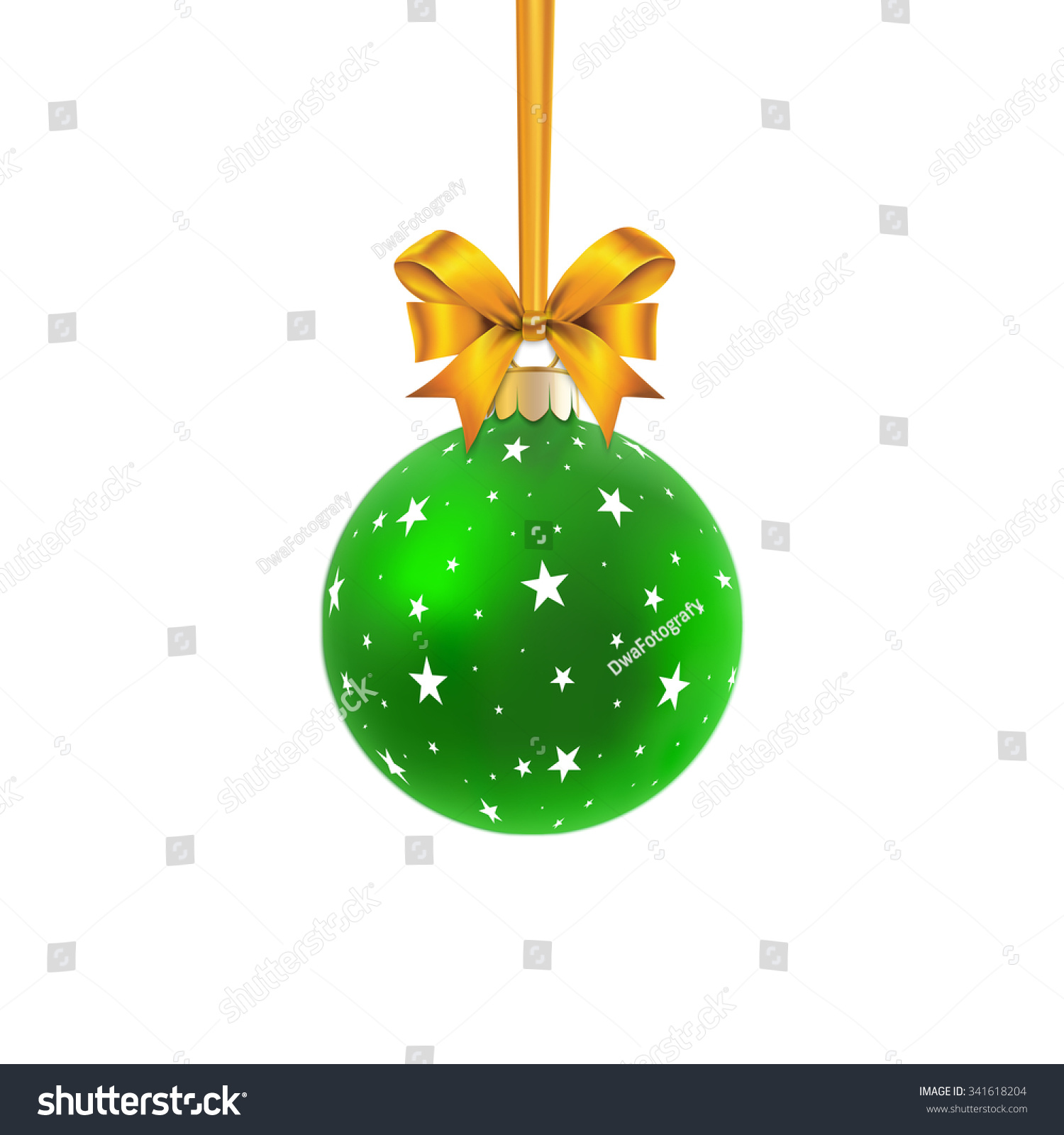 Green Satin Bauble Stars Hanging On Stock Vector (Royalty Free ...