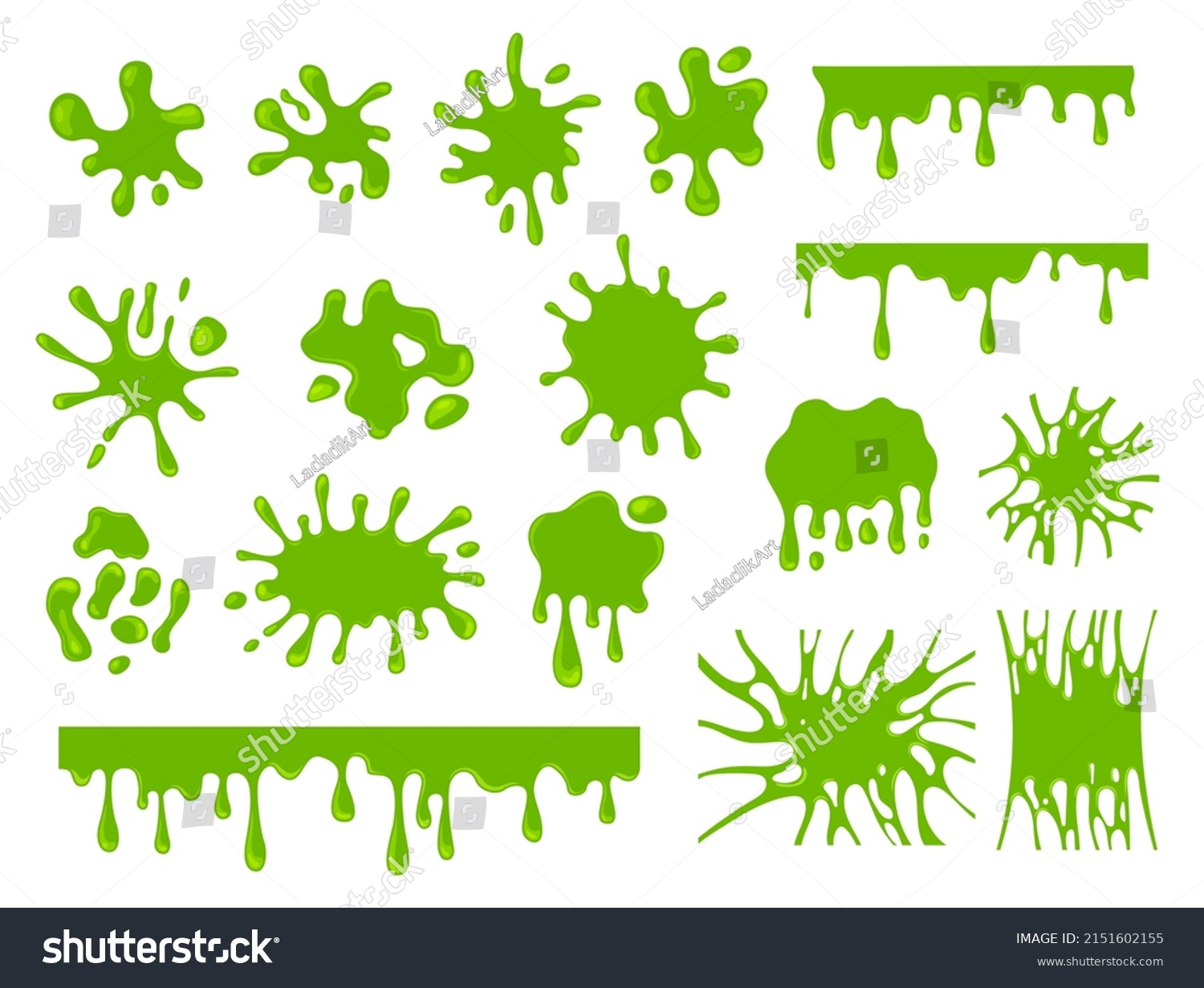 Green Slime Dripping Slimes Splash Mucus Stock Vector Royalty Free Shutterstock