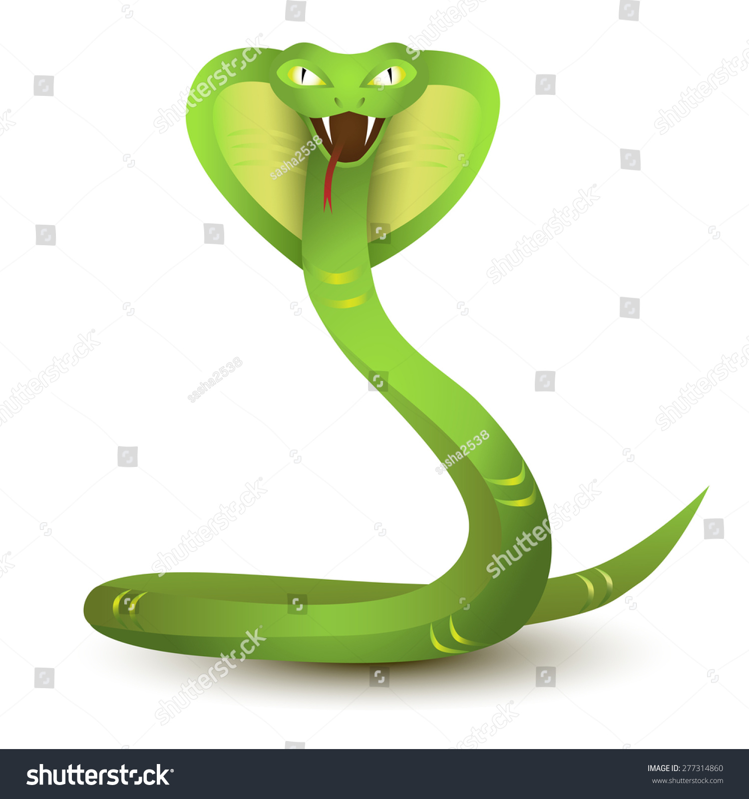 SVG of Green Snake. Angry cobra cartoon, isolated on white svg