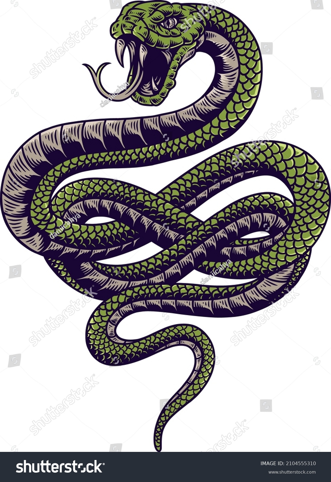 Green Snake Drawing Vector Illustration Stock Vector (Royalty Free