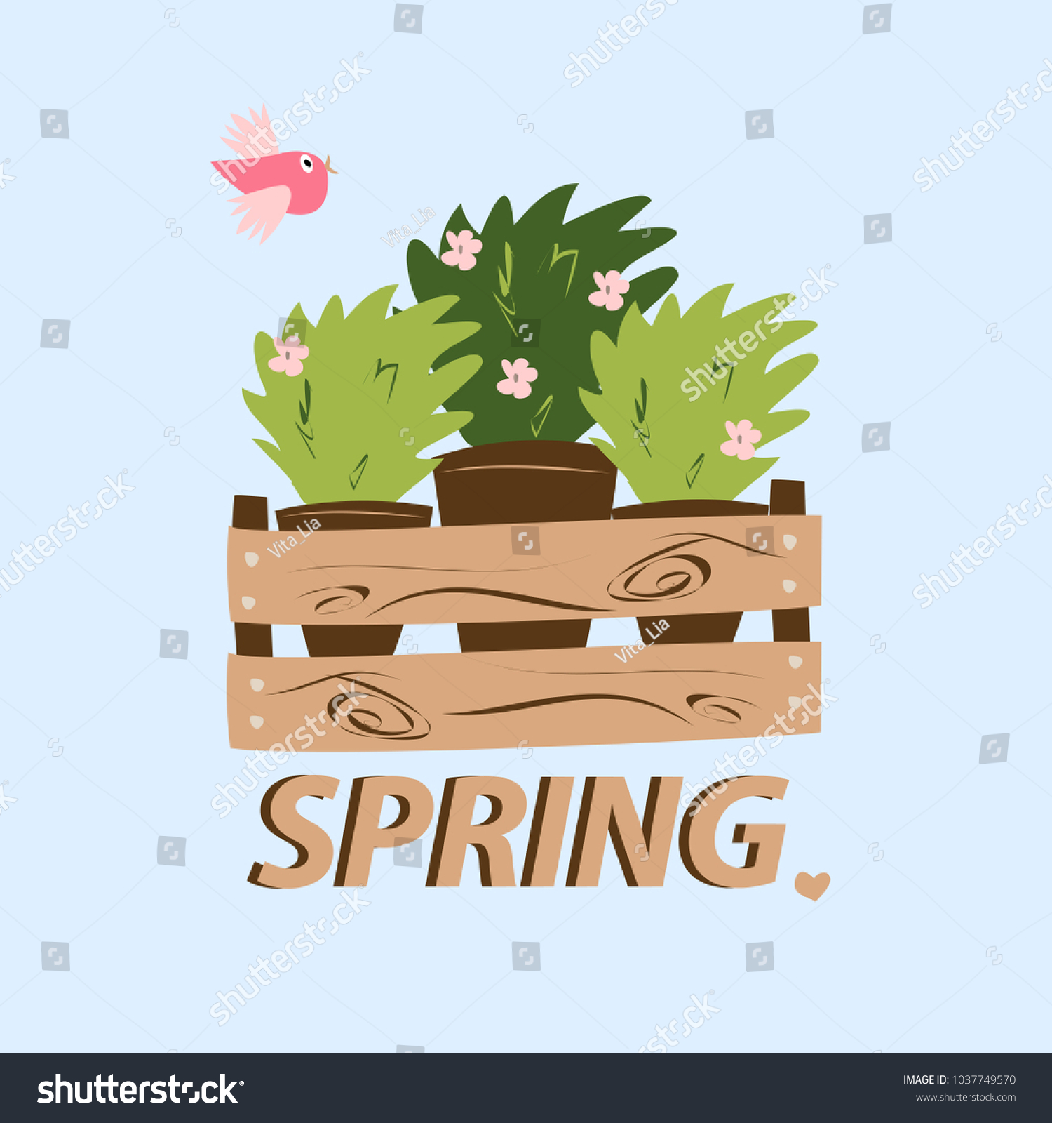 Green Spring Plants Box Stock Vector Royalty Free 1037749570