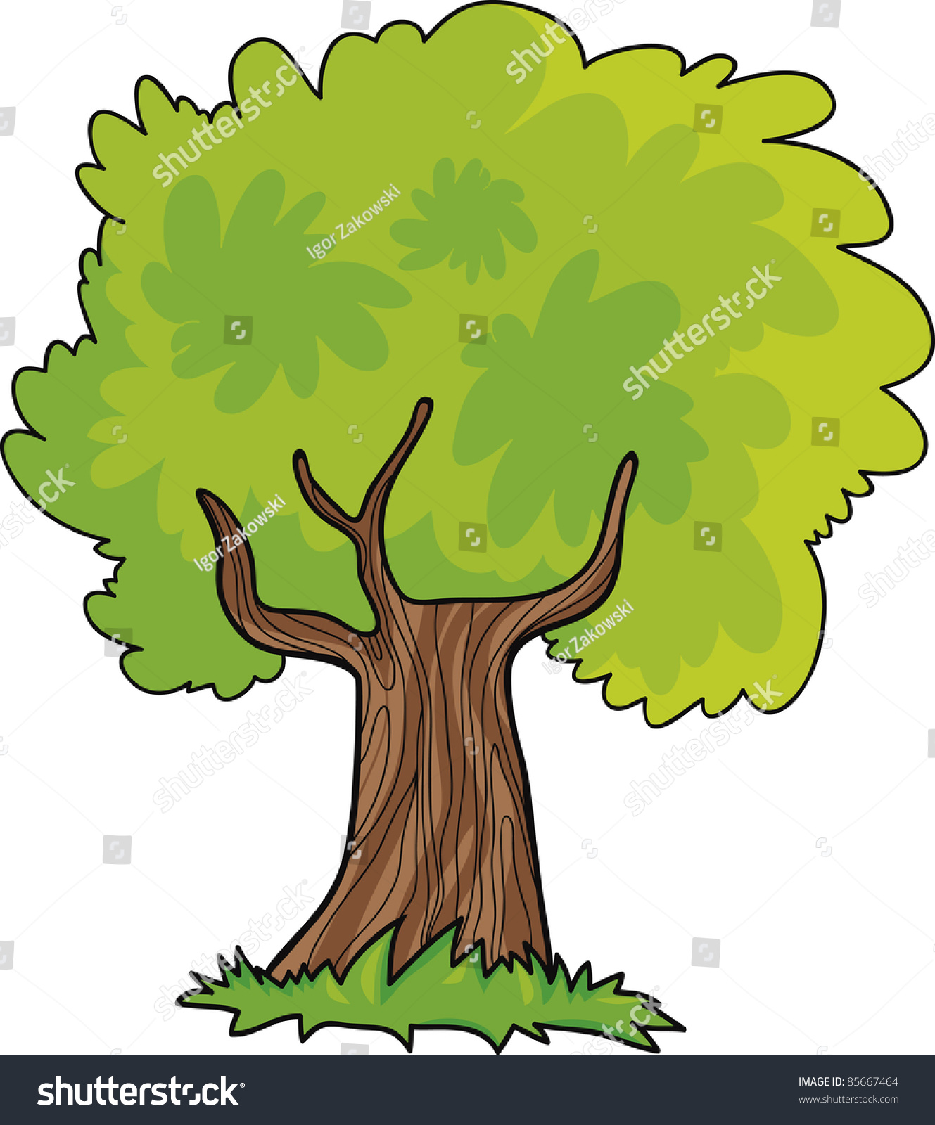 Green Tree Cartoon Illustration - 85667464 : Shutterstock