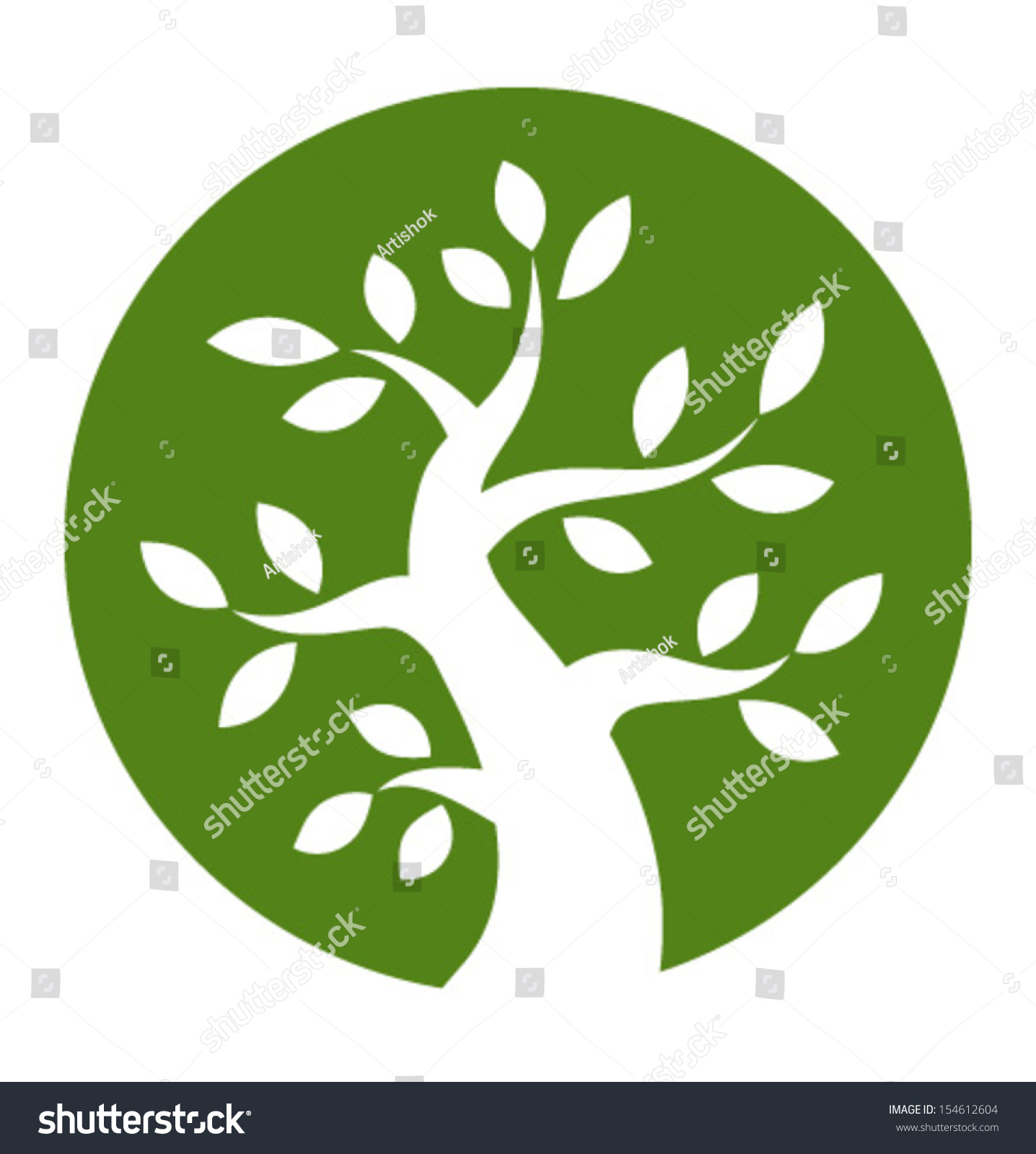 Green Tree Round Icon, Vector Illustration - 154612604 : Shutterstock