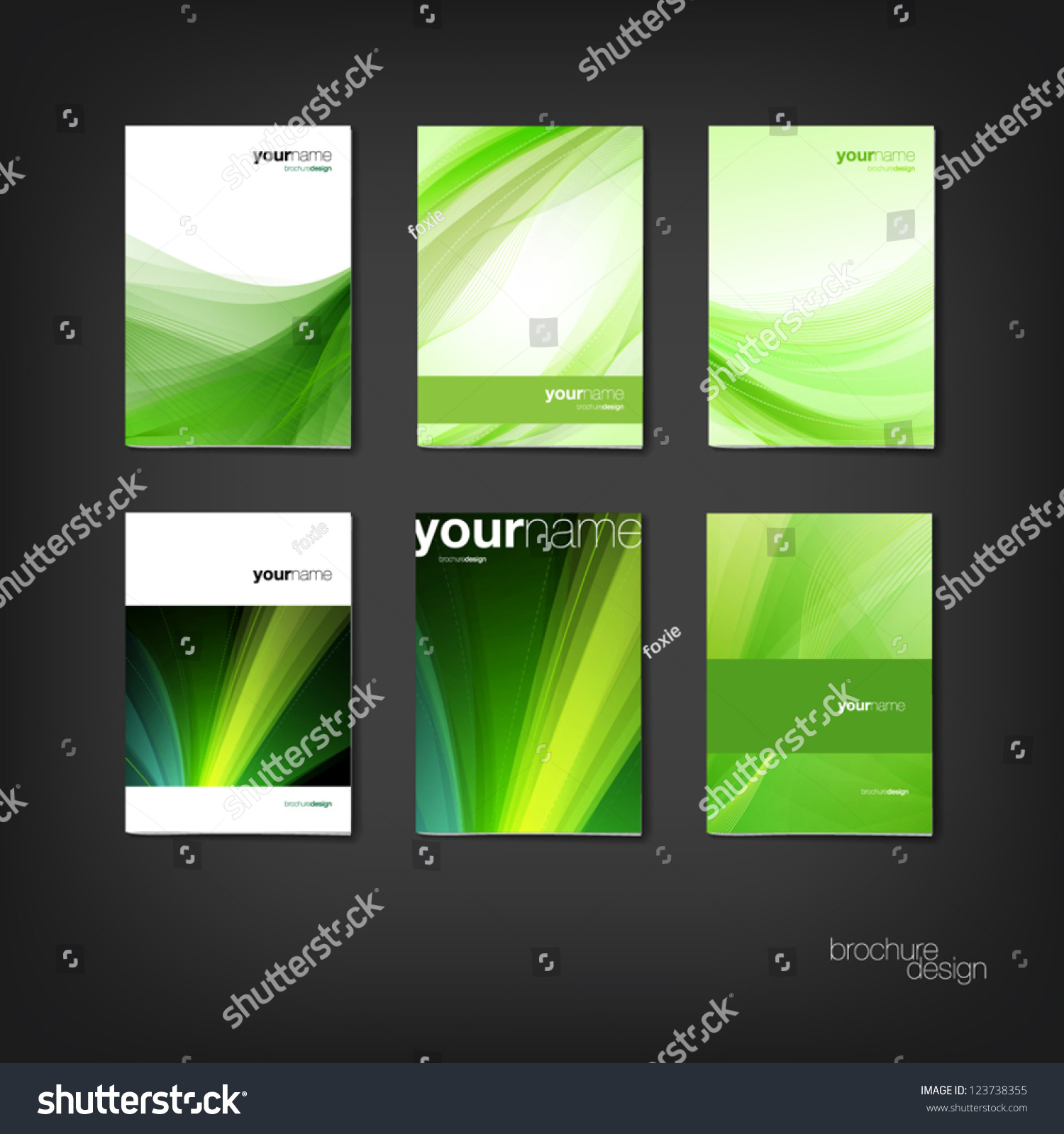 Green Vector Brochure / Booklet Cover Design Templates Collection ...