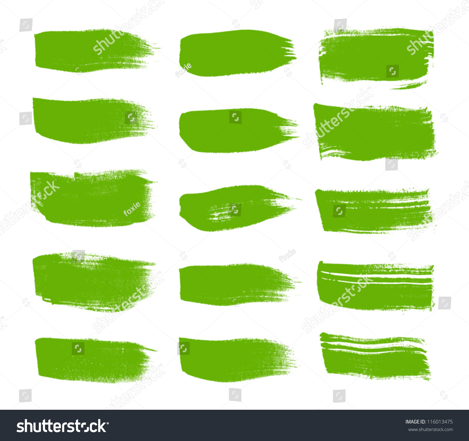 Green Vector Brush Strokes Collection Stock Vector (Royalty Free