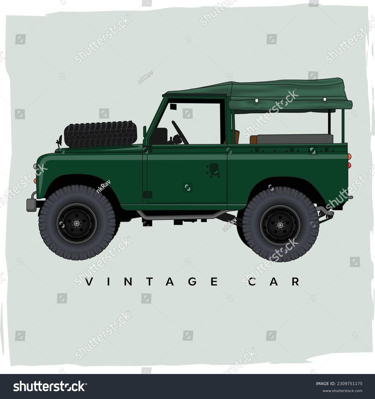 SVG of green vintage iconic british offroad 4x4 with mud wheel, pickup layered file high wheel adventure vector  svg