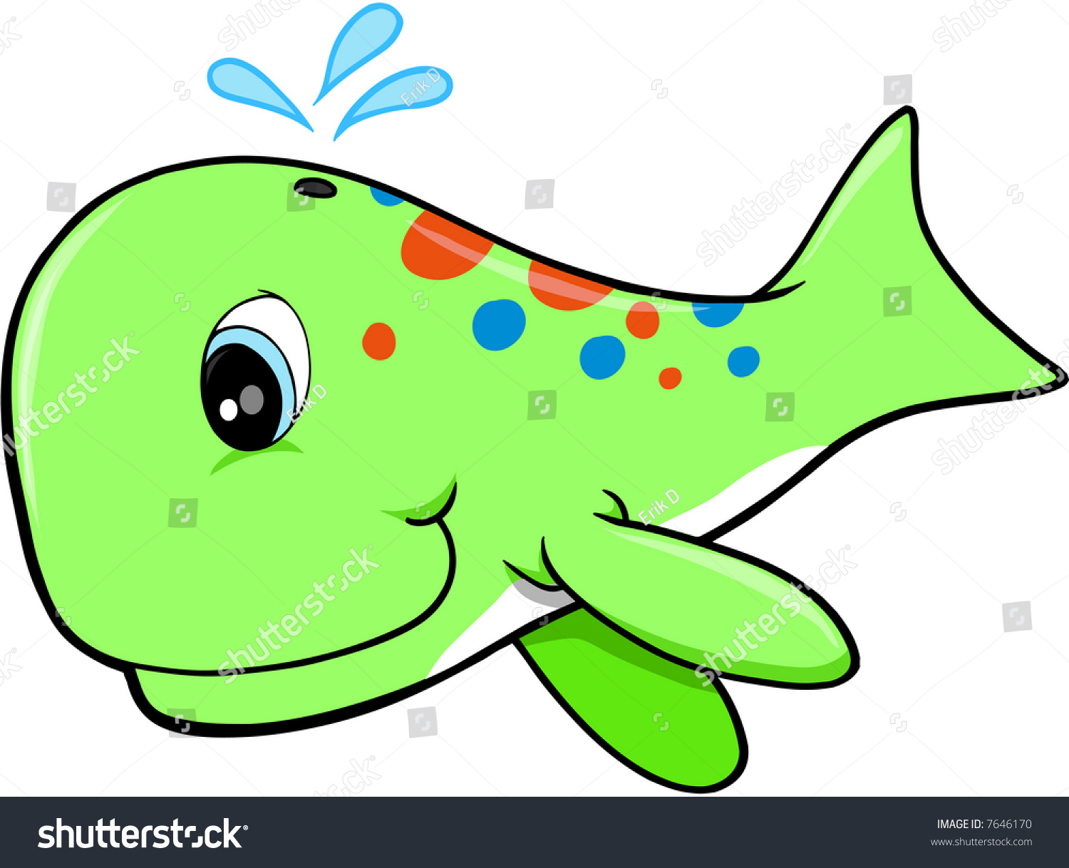 Green Whale Vector Illustration - 7646170 : Shutterstock