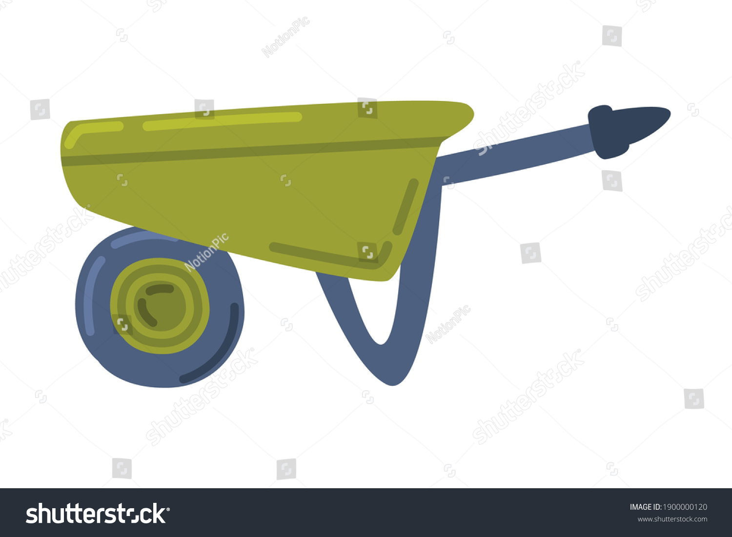SVG of Green Wheelbarrow, Gardening and Agricultural Equipment Cartoon Style Vector Illustration svg
