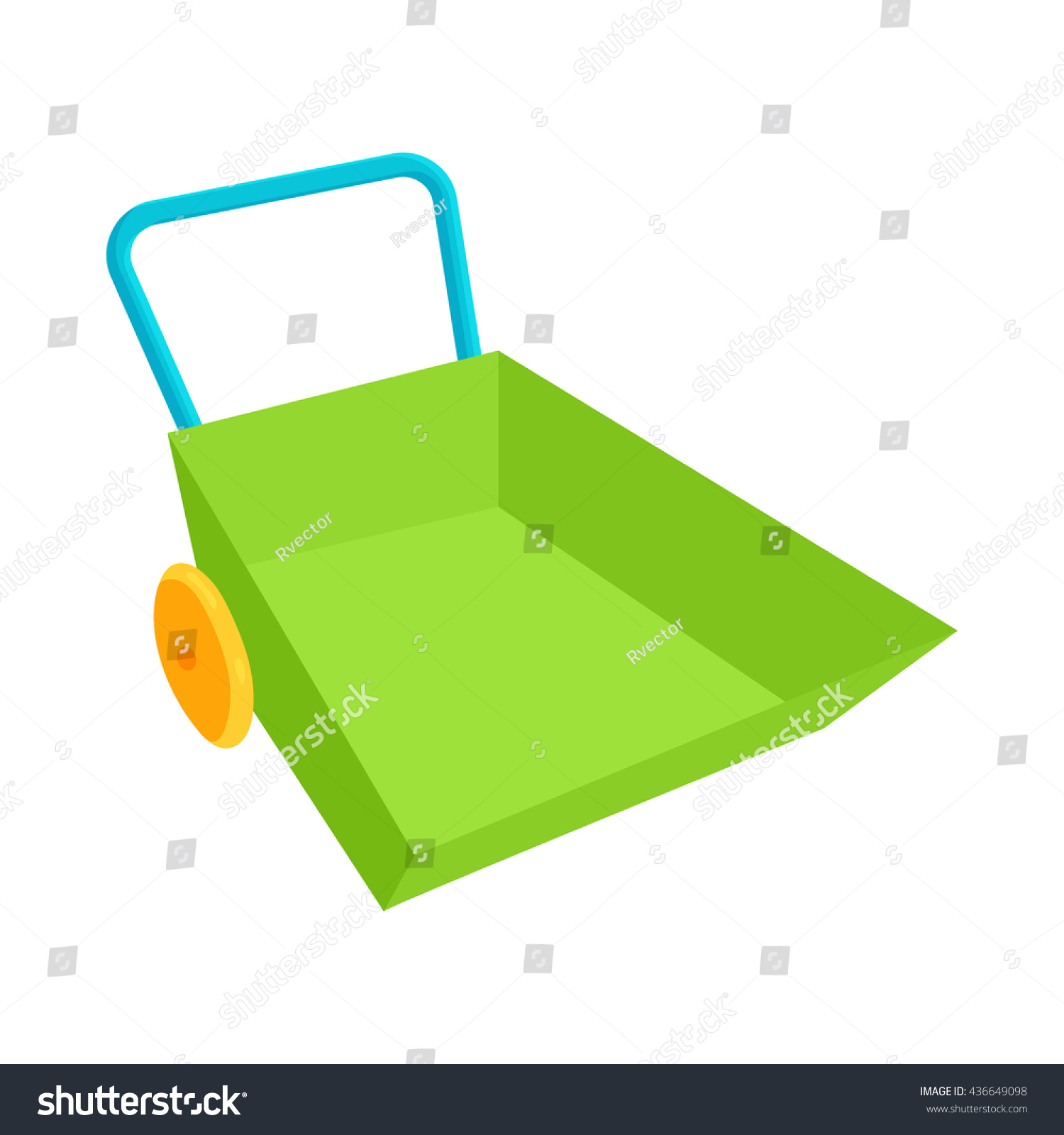 SVG of Green wheelbarrow icon in cartoon style svg