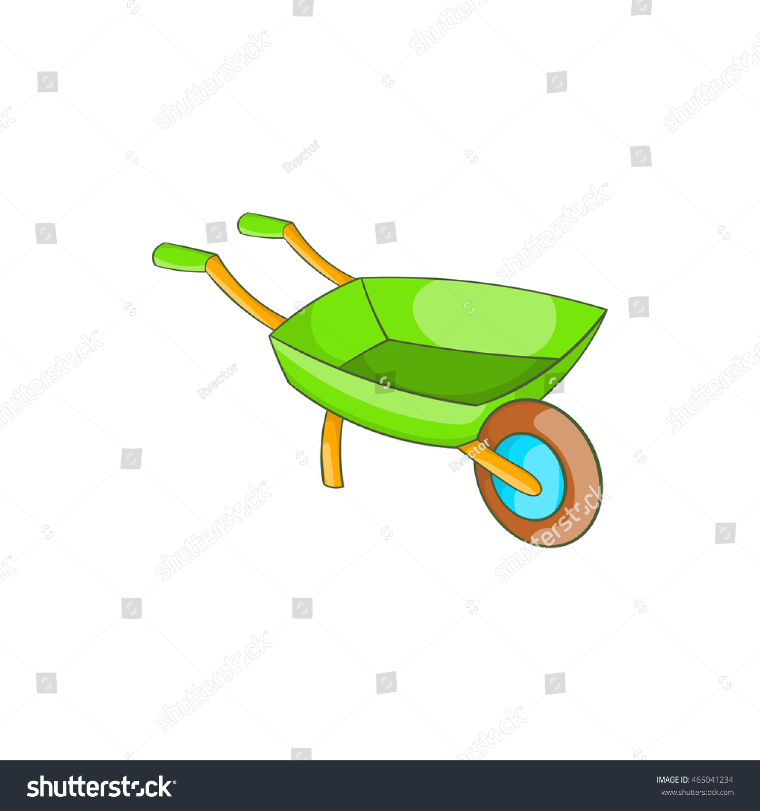 SVG of Green wheelbarrow icon in cartoon style on a white background svg