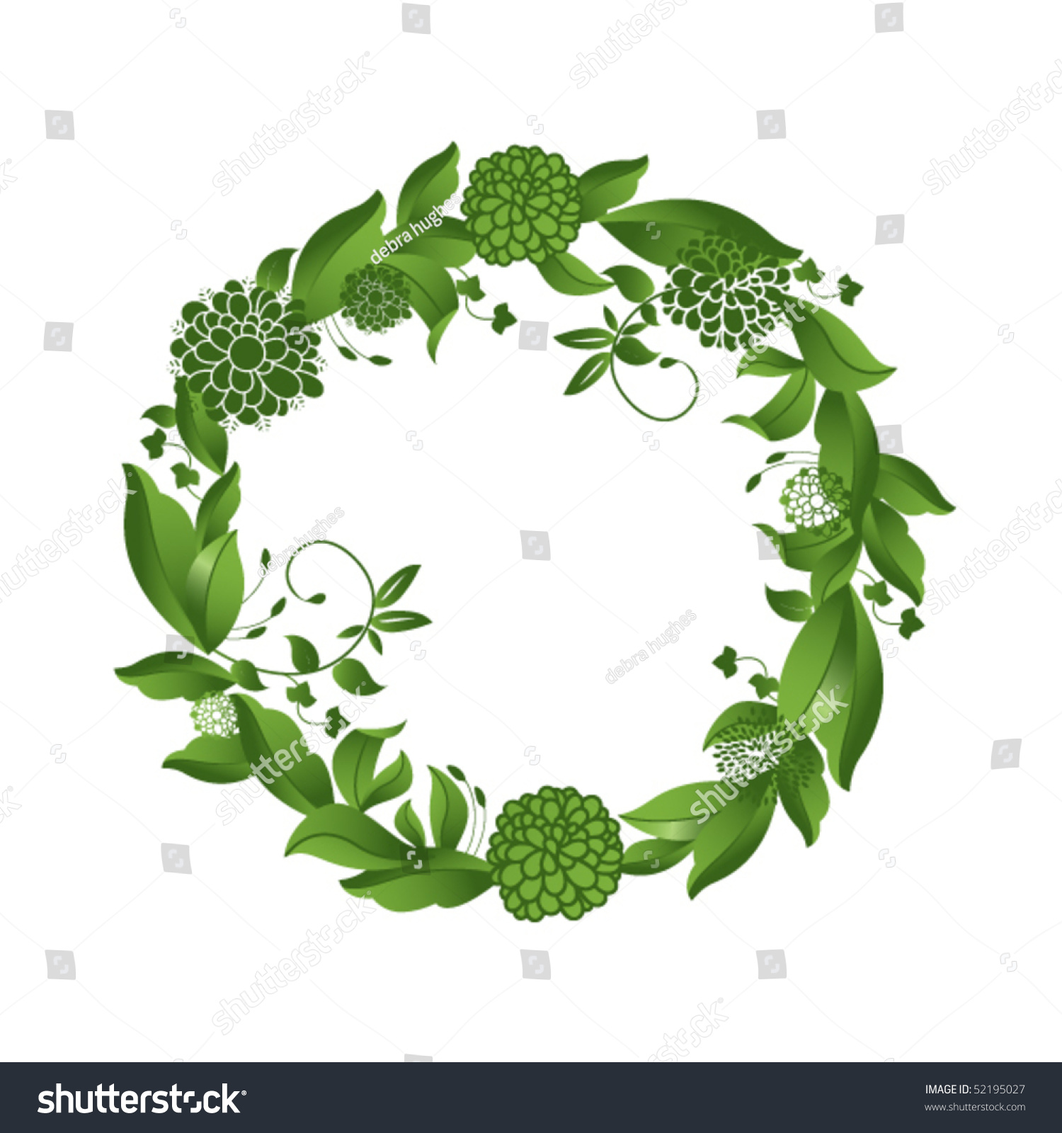 Green Wreath Stock Vector 52195027 - Shutterstock