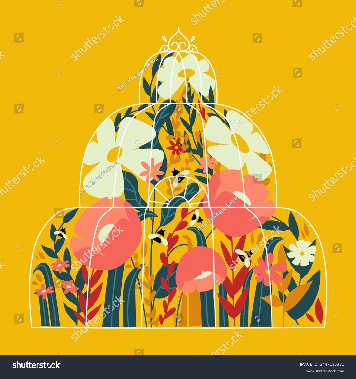 SVG of Greenhouse and flowers. Garden with flowers and glasshouse. Botanical Garden svg