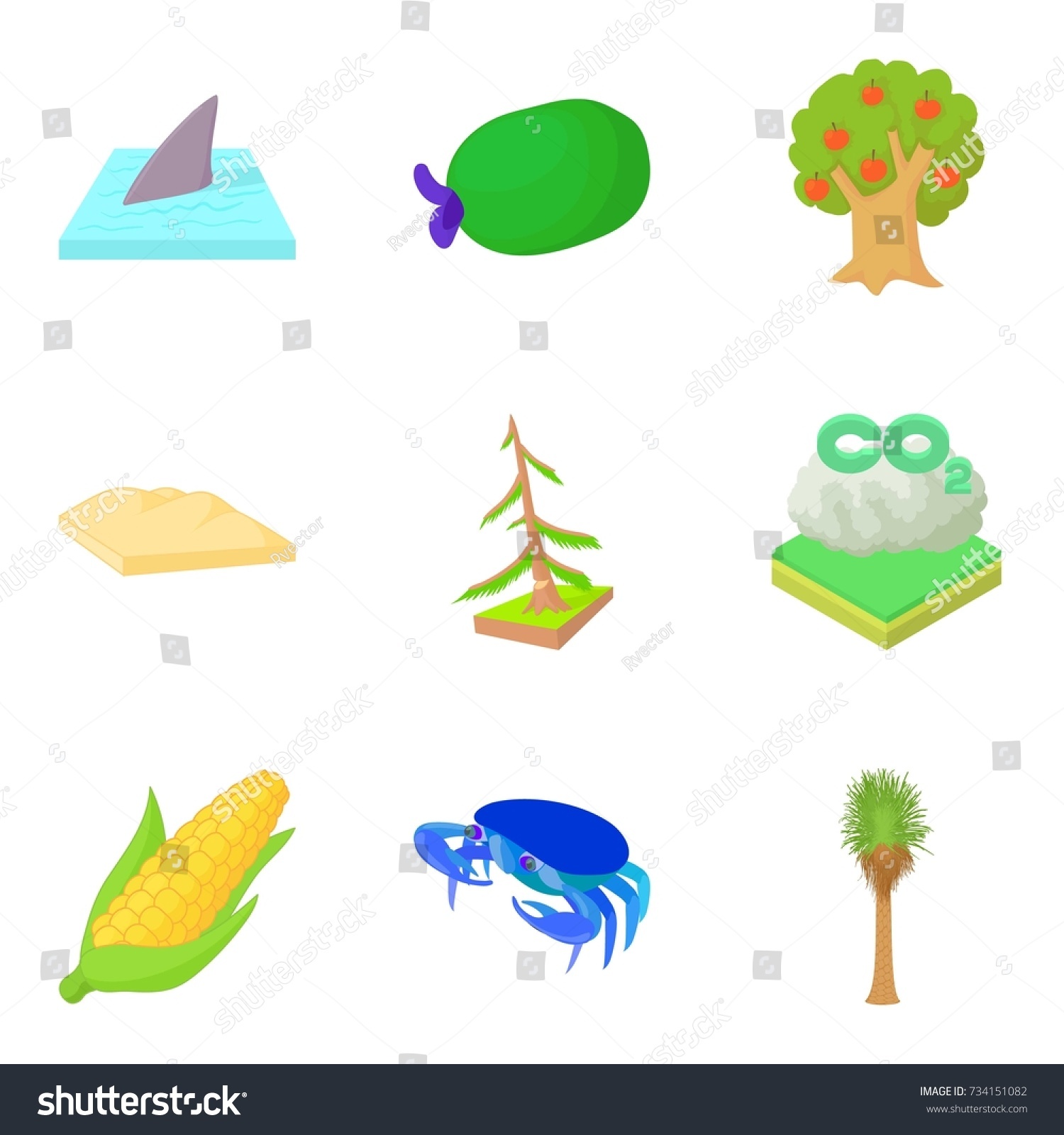 Greenhouse Effect Icons Set Cartoon Set Stock Vector Royalty Free