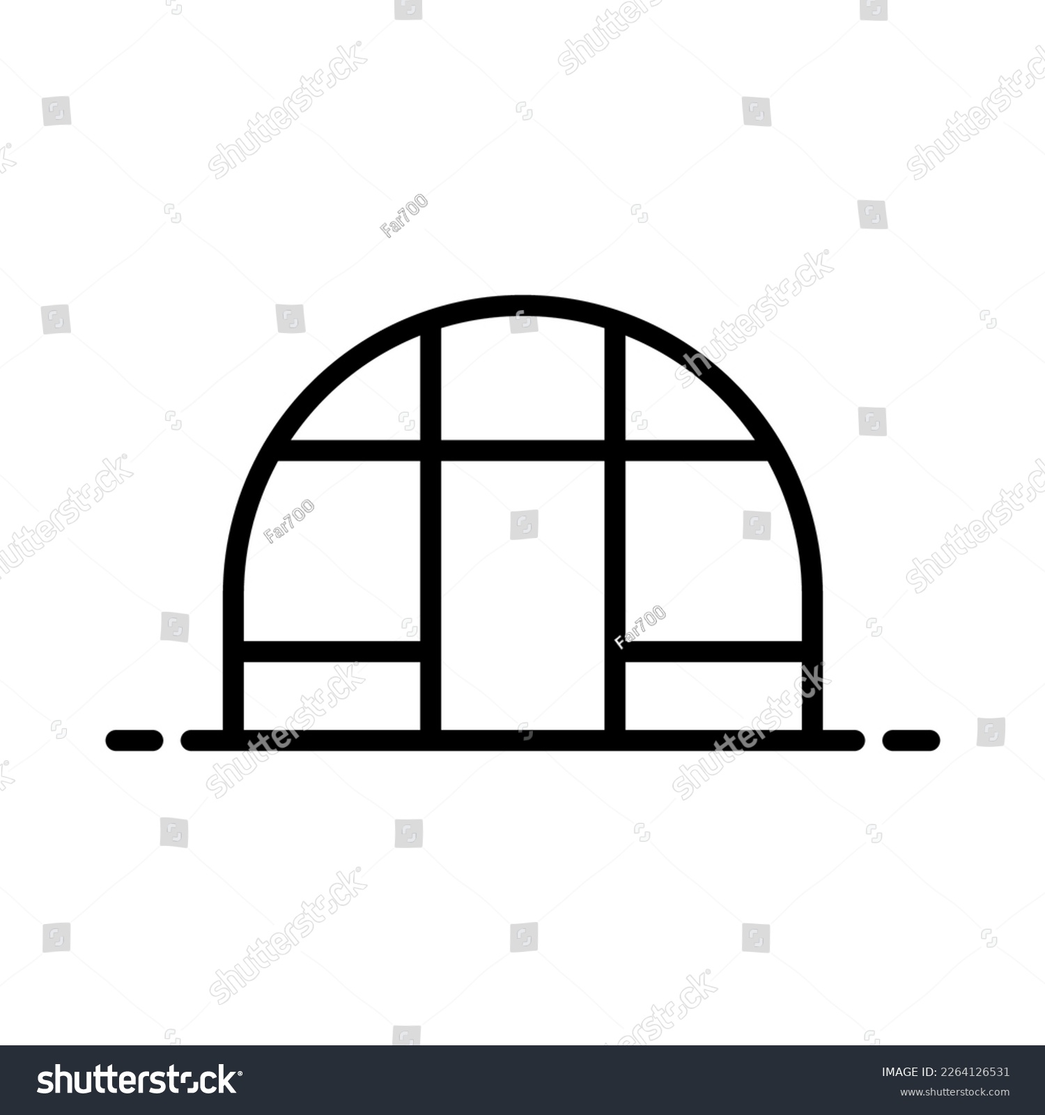 SVG of Greenhouse icon. Black contour linear silhouette. Front view. Editable strokes. Vector simple flat graphic illustration. Isolated object on a white background. Isolate. svg
