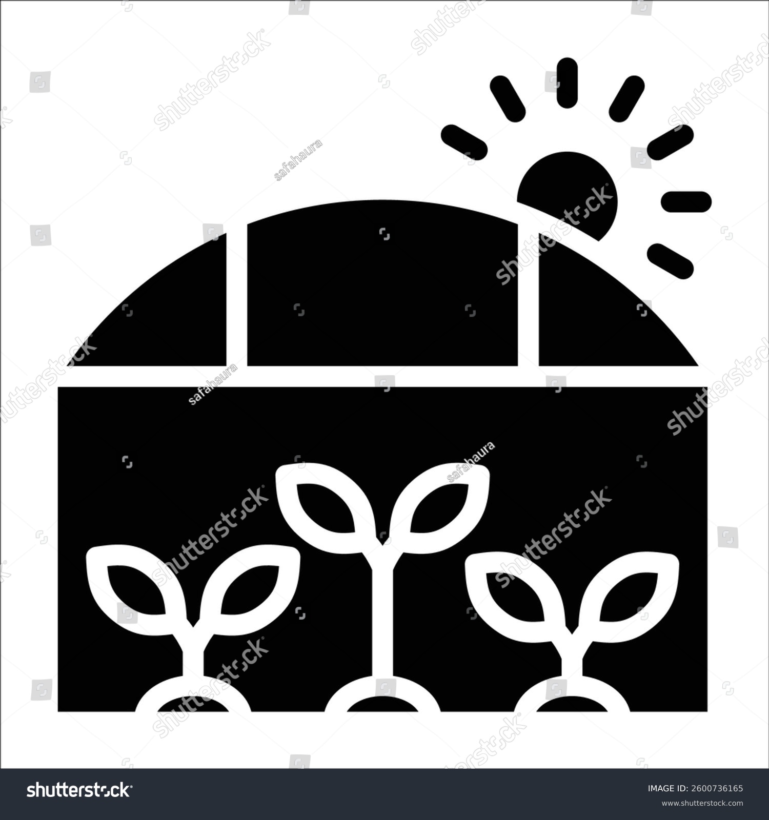 black and white plants growing under sun clip art preview