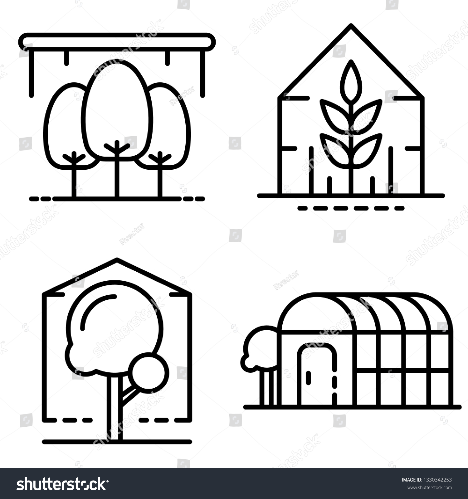 SVG of Greenhouse icons set. Outline set of greenhouse vector icons for web design isolated on white background svg