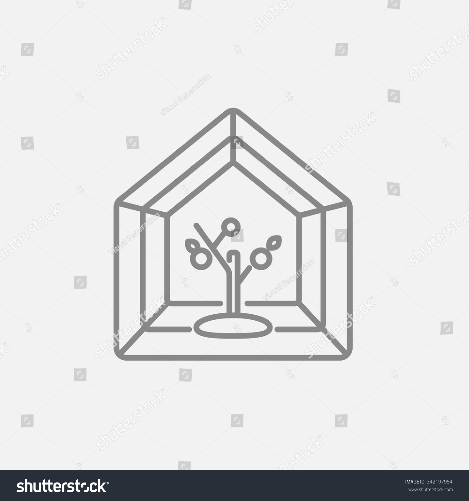 SVG of Greenhouse line icon for web, mobile and infographics. Vector dark grey icon isolated on light grey background. svg