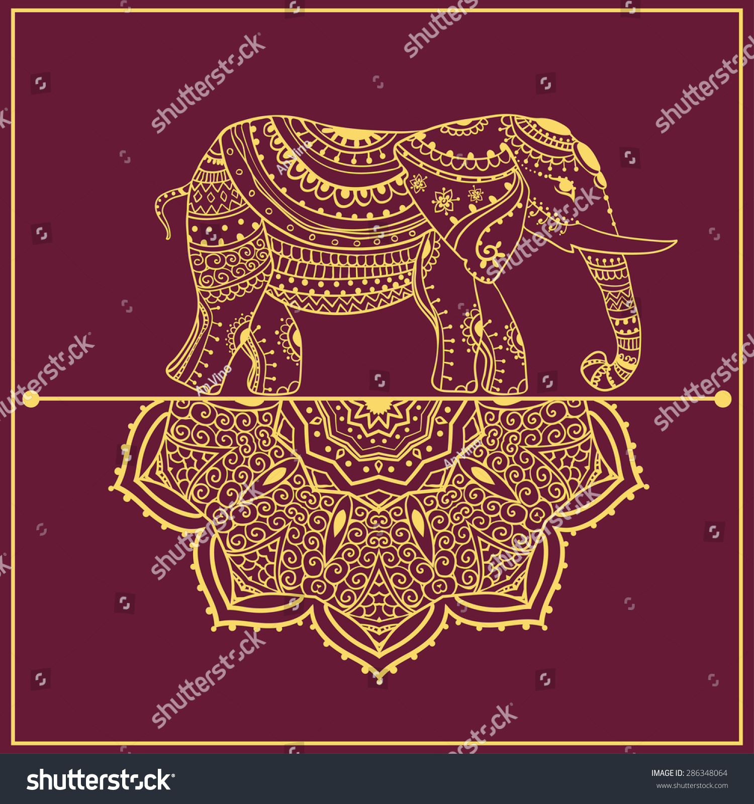 SVG of Greeting Beautiful card with Elephant. Frame of animal made in vector. Perfect cards, or for any other kind of design, birthday and other holidays. Seamless hand drawn map with Elephant. svg