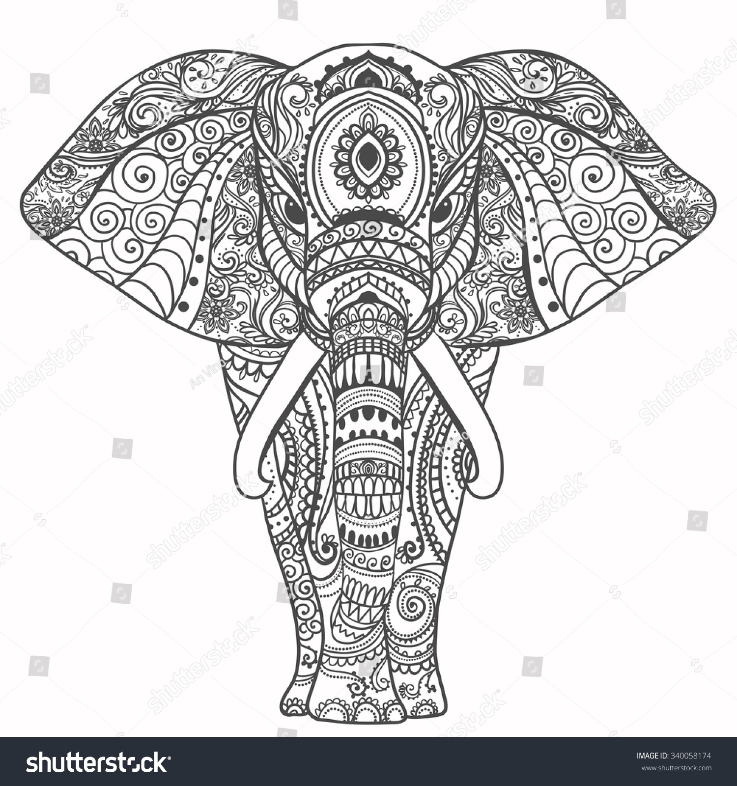 SVG of Greeting Beautiful card with Elephant. Frame of animal made in vector. Perfect cards, or for any other kind of design, birthday and other holiday.Seamless hand drawn map with Elephant. svg