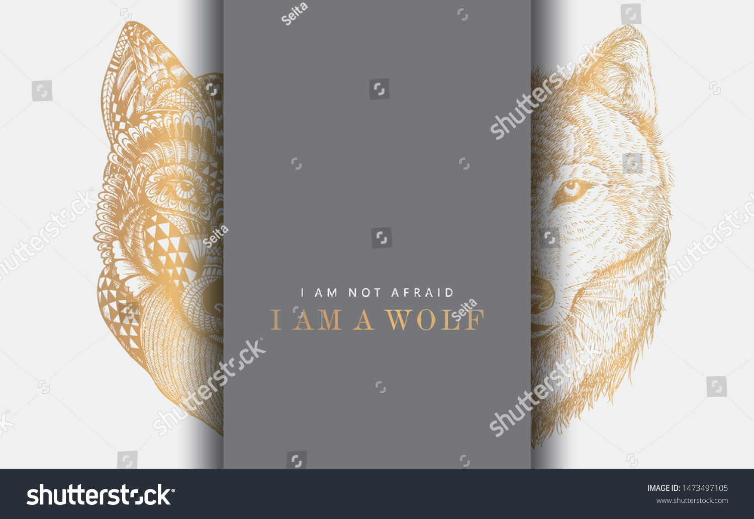 SVG of Greeting card, Abstract wolf illustration, Vector svg