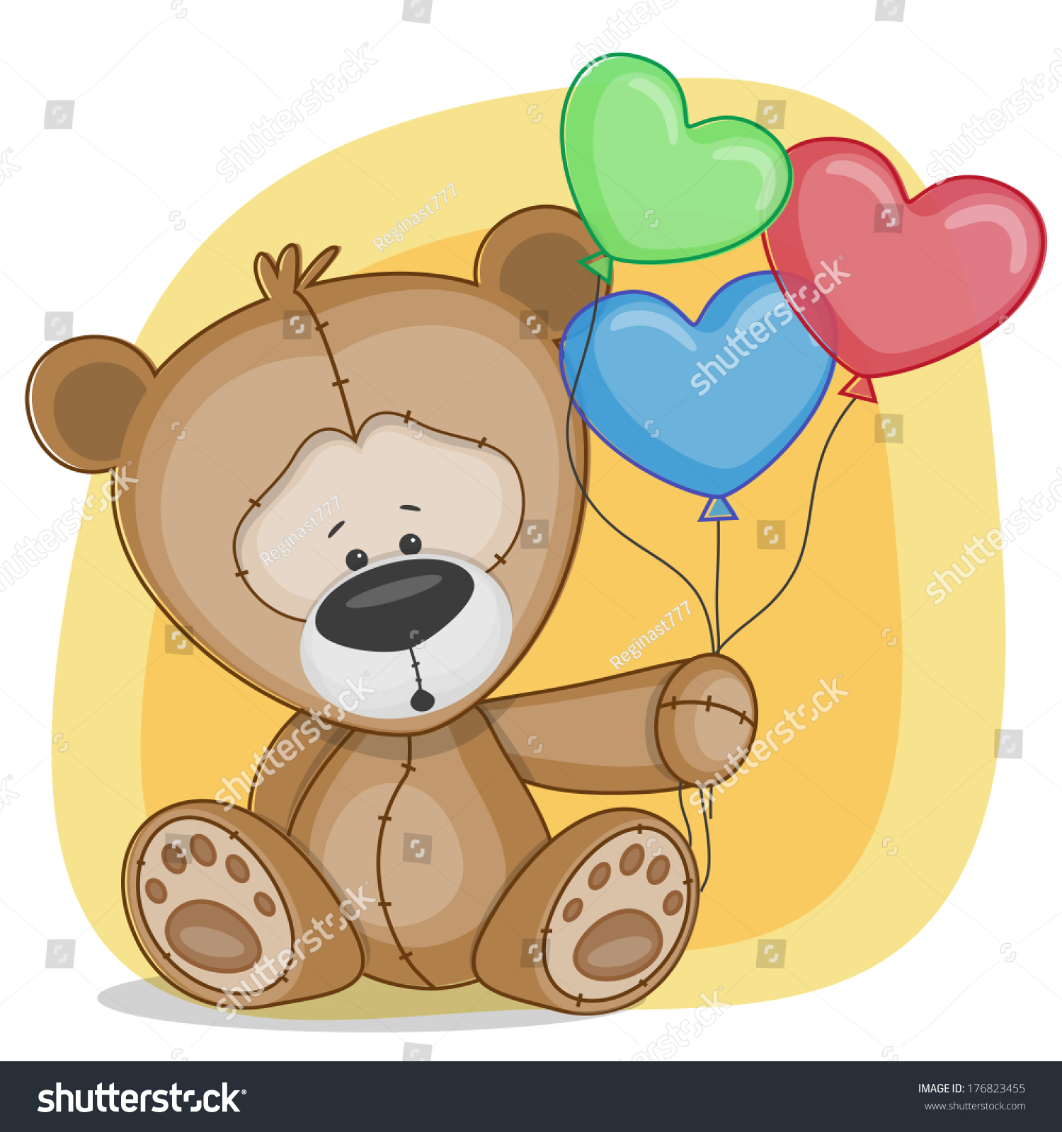 Greeting Card Bear Baloons Stock Vector 176823455 - Shutterstock