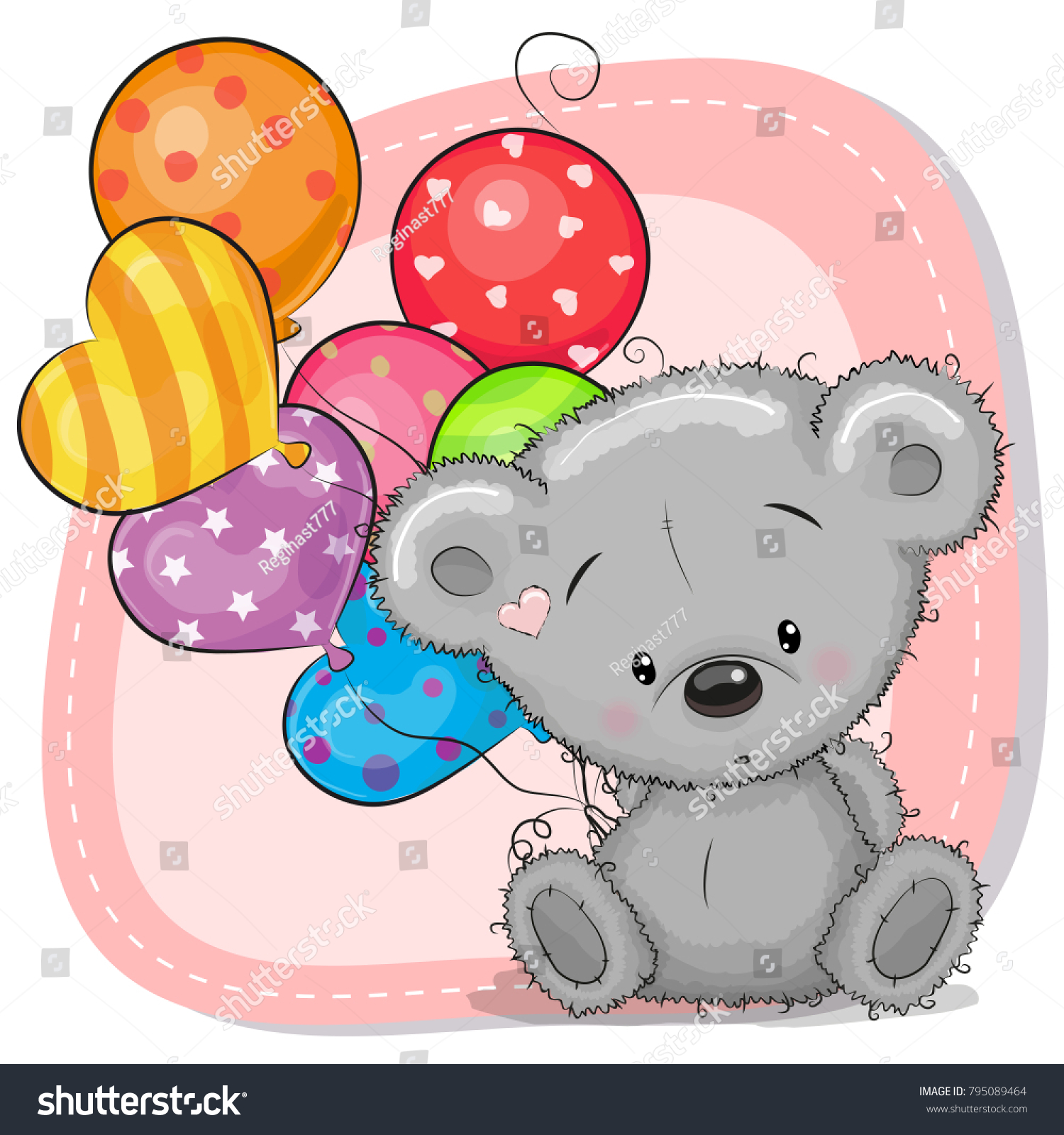 Greeting Card Cute Cartoon Teddy Bear Stock Vector (Royalty Free ...