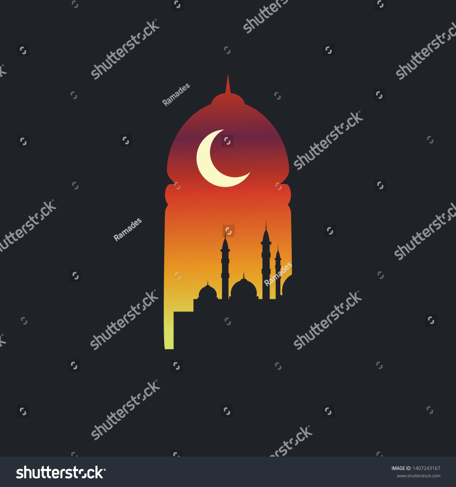 greeting card eid al fitr greeting stock vector (royalty