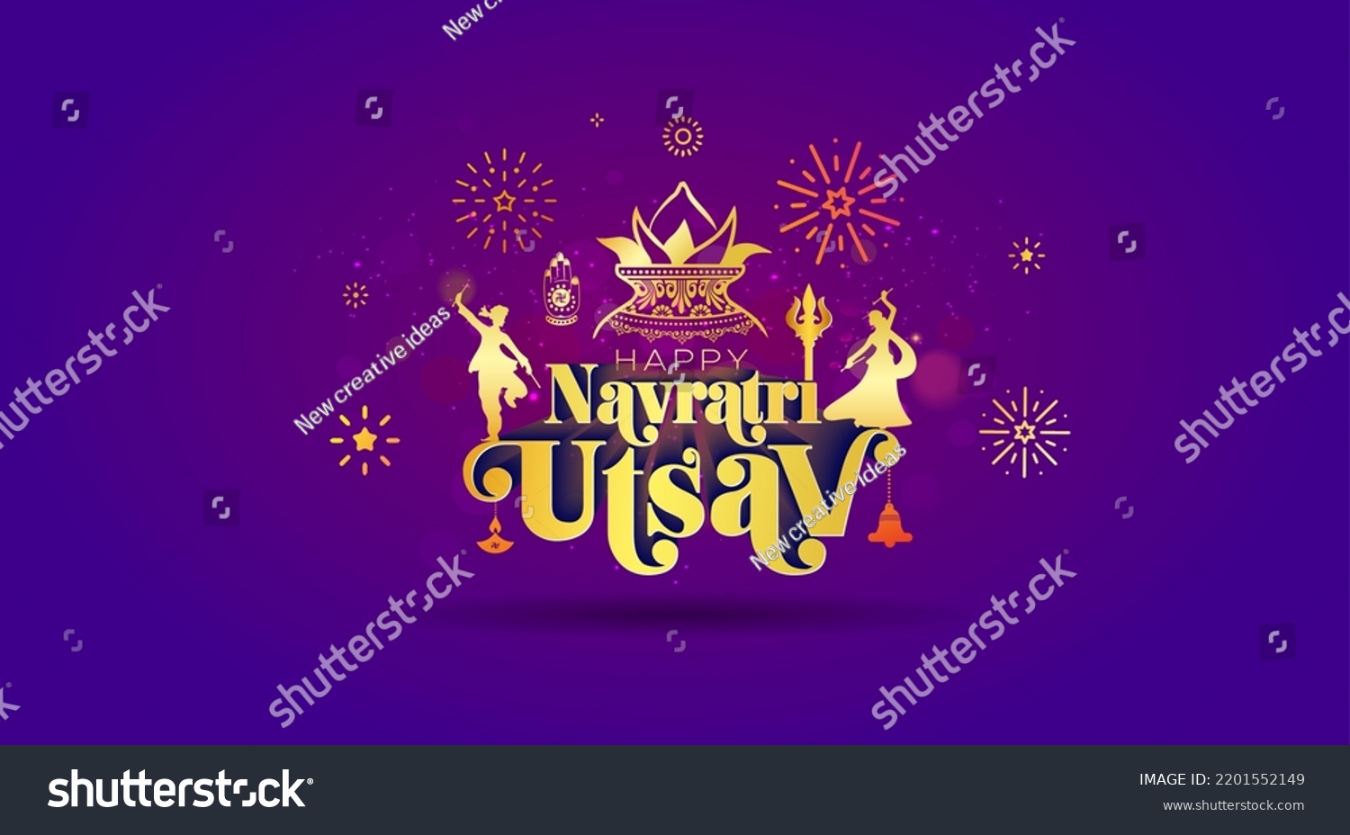 SVG of Greeting card for Navratri festival. Kalash puja and navratri utsav background with dandiya dance. svg