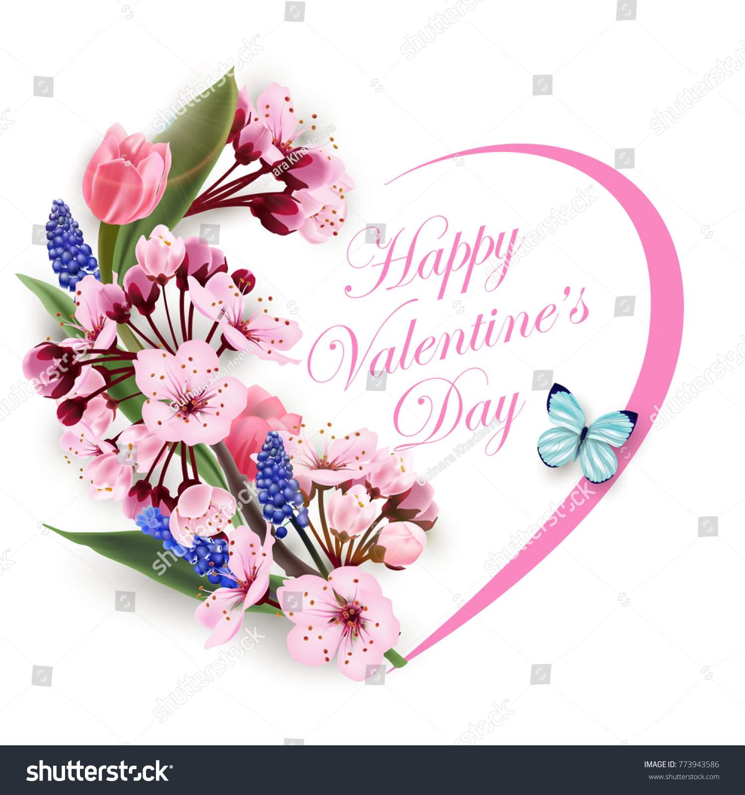 Greeting Card Happy Valentines Day Wreath Stock Vector Royalty Free