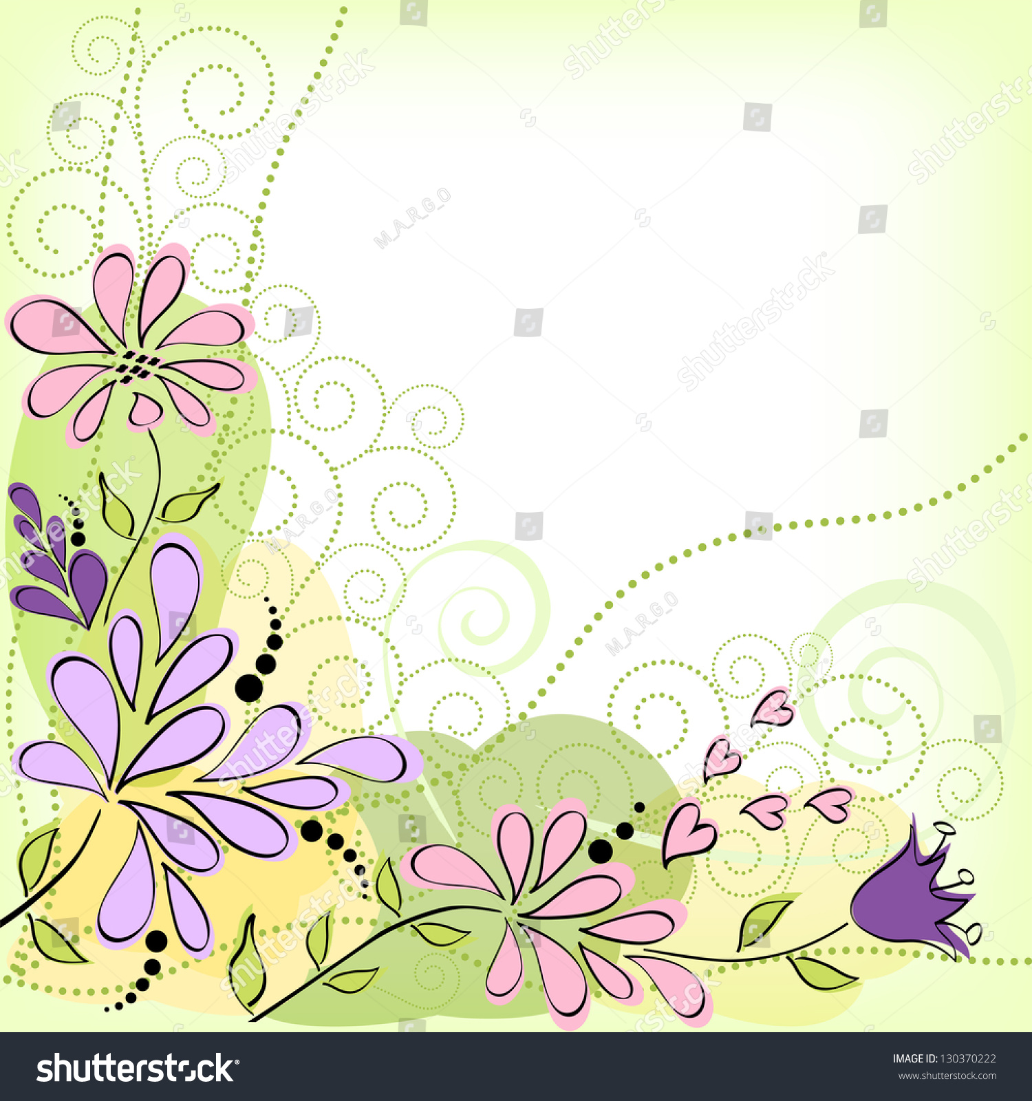 Greeting Card With Flowers. Vector. - 130370222 : Shutterstock