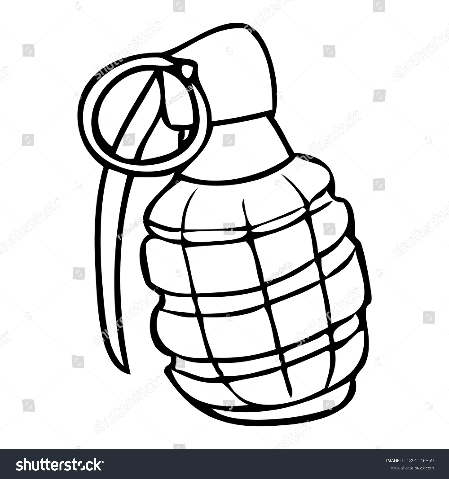 Grenade Line Vector Illustrationisolated On White Stock Vector (Royalty ...