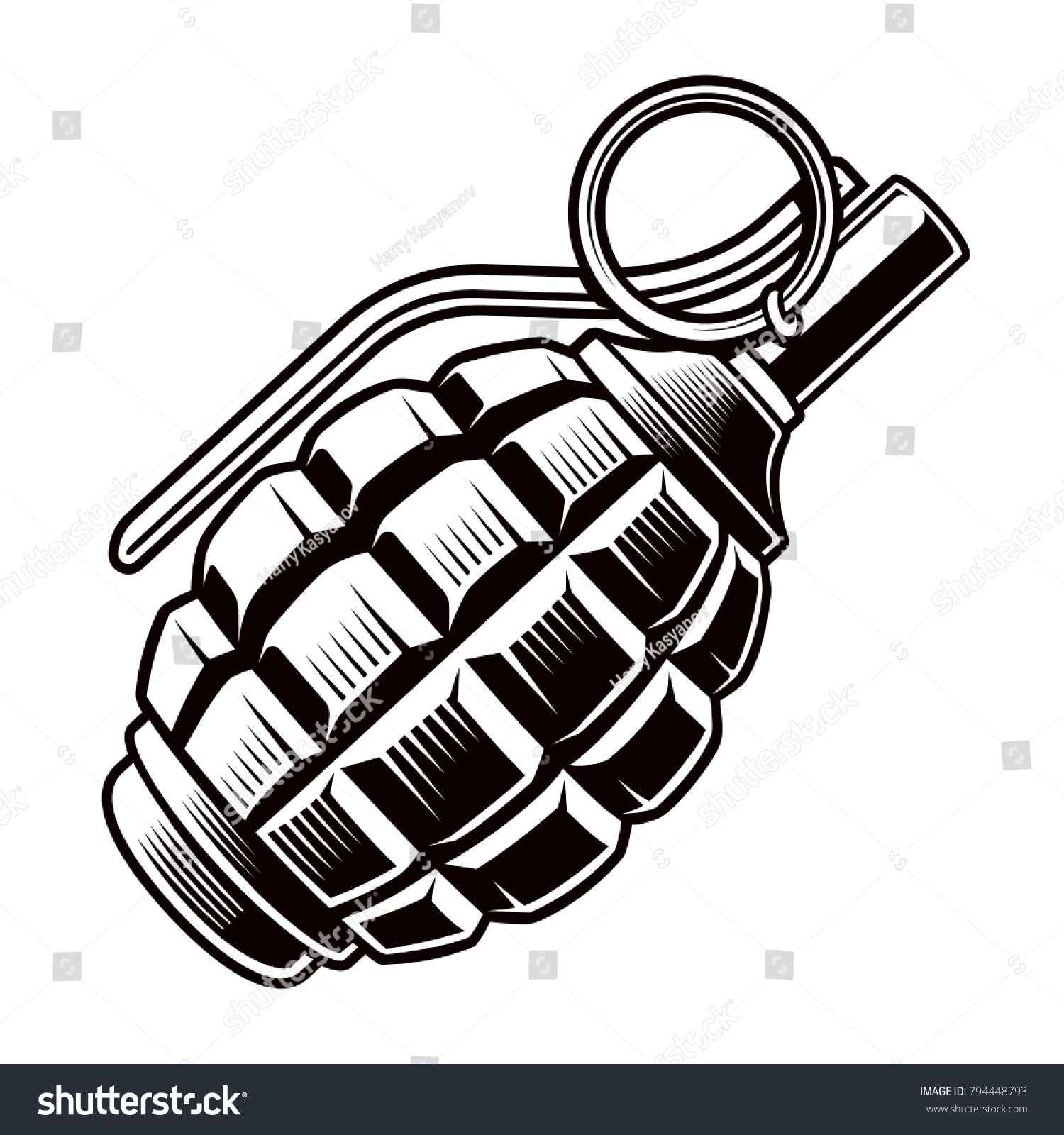 Grenade Vector Black White Illustration Stock Vector (Royalty Free ...