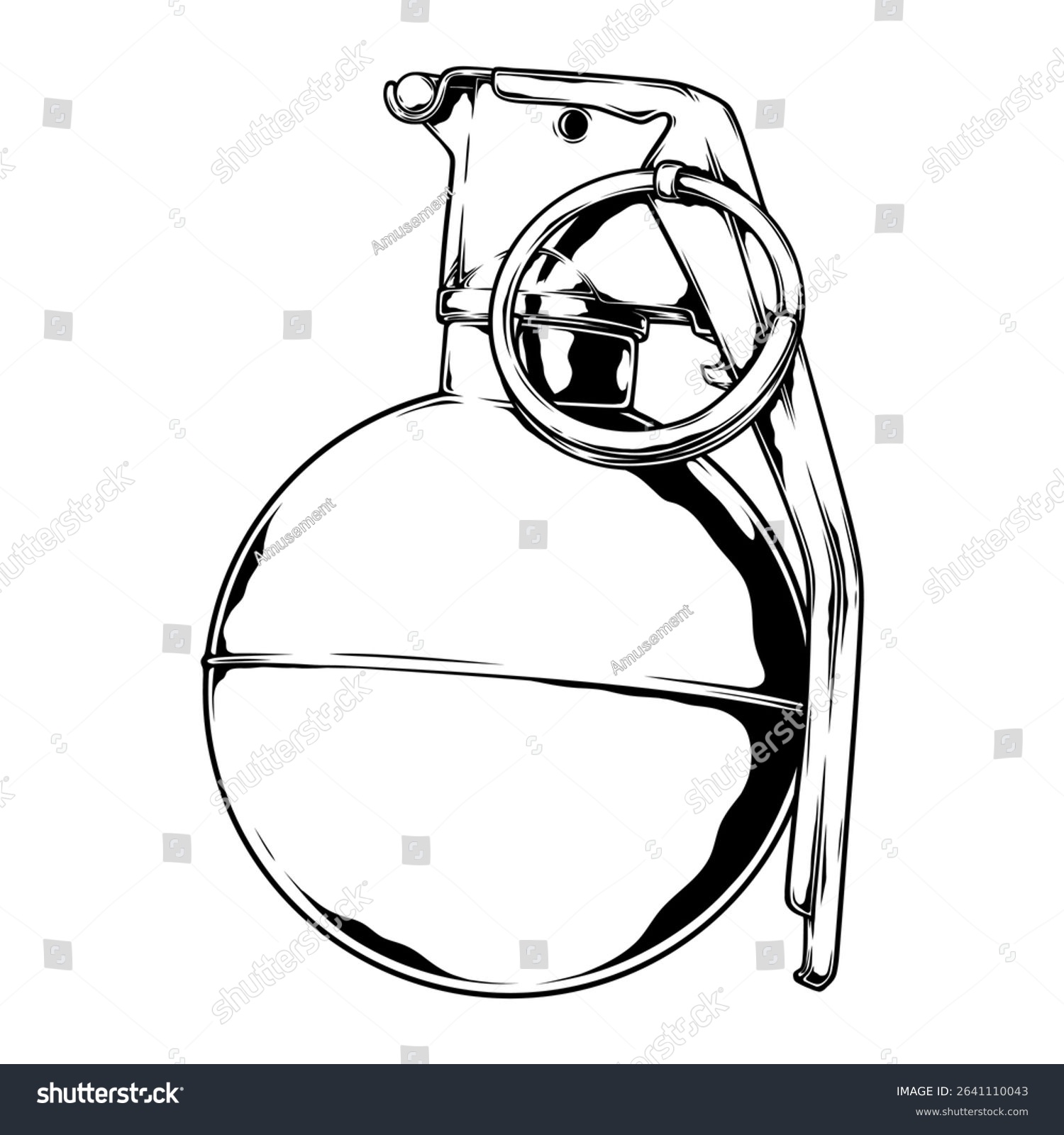 black and white grenade drawing clip art preview