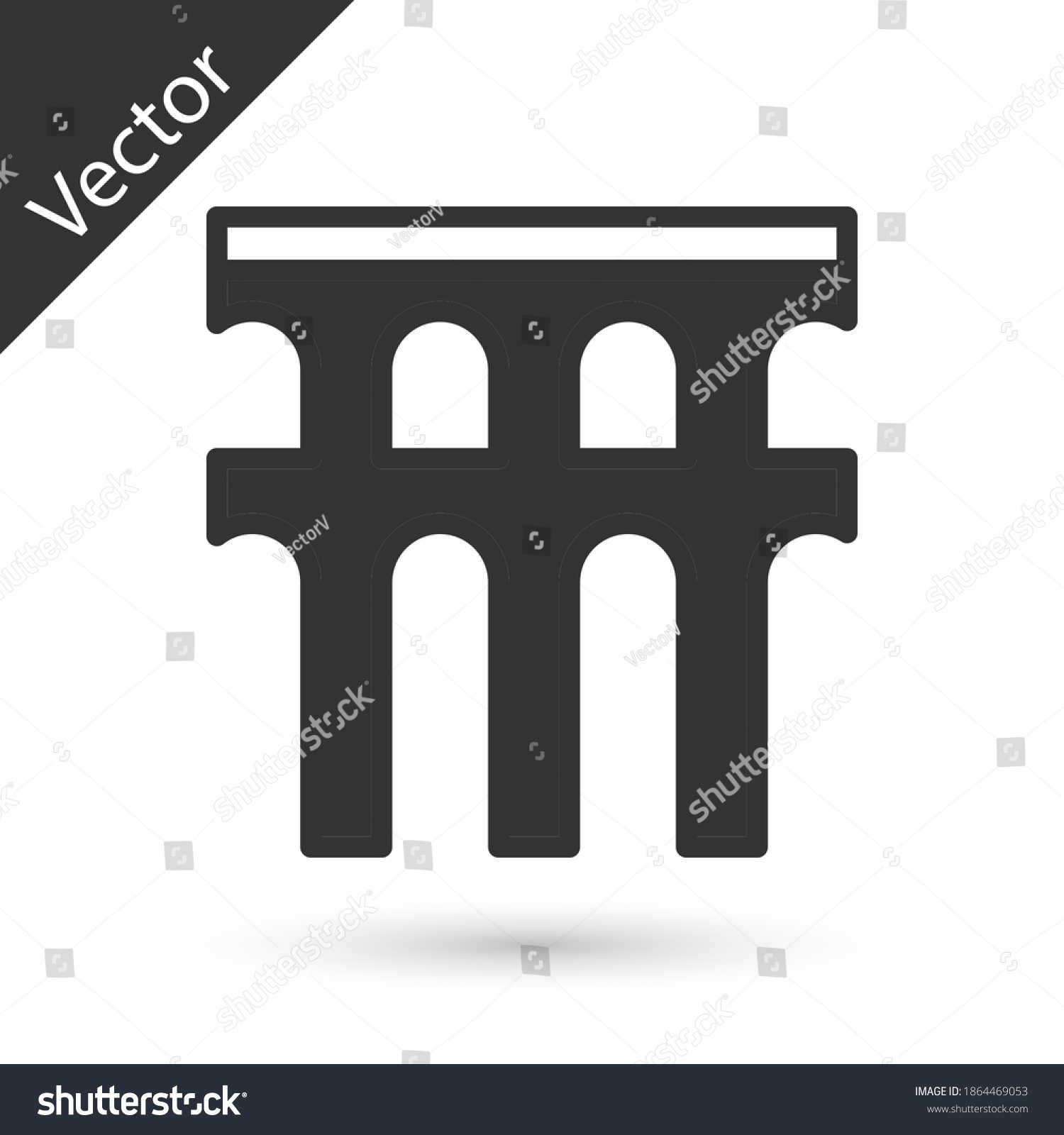 SVG of Grey Aqueduct of Segovia, Spain icon isolated on white background. Roman Aqueduct building. National symbol of Spain. Vector. svg