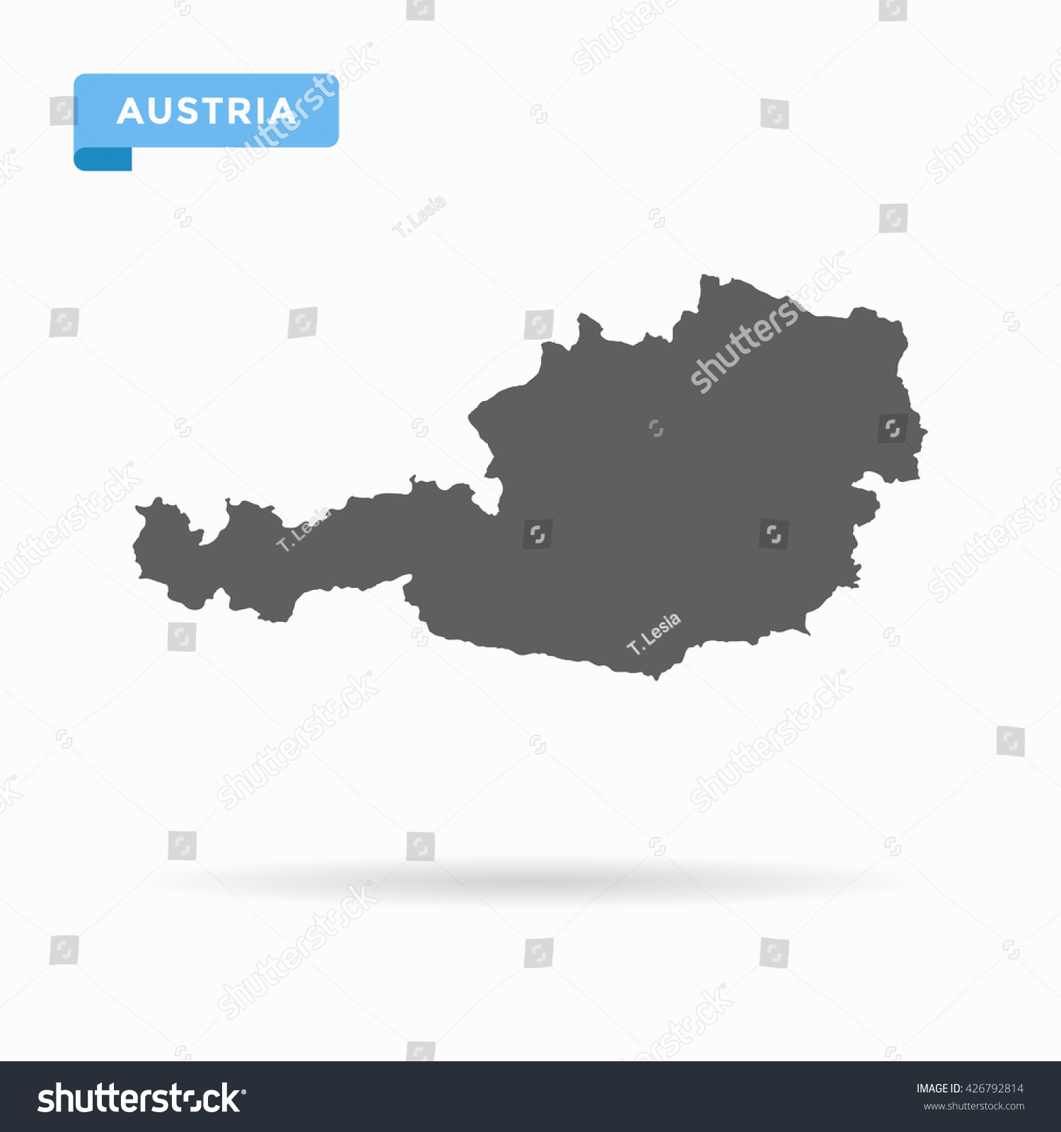 Grey Blank Austria Map Flat Vector Stock Vector (Royalty Free ...