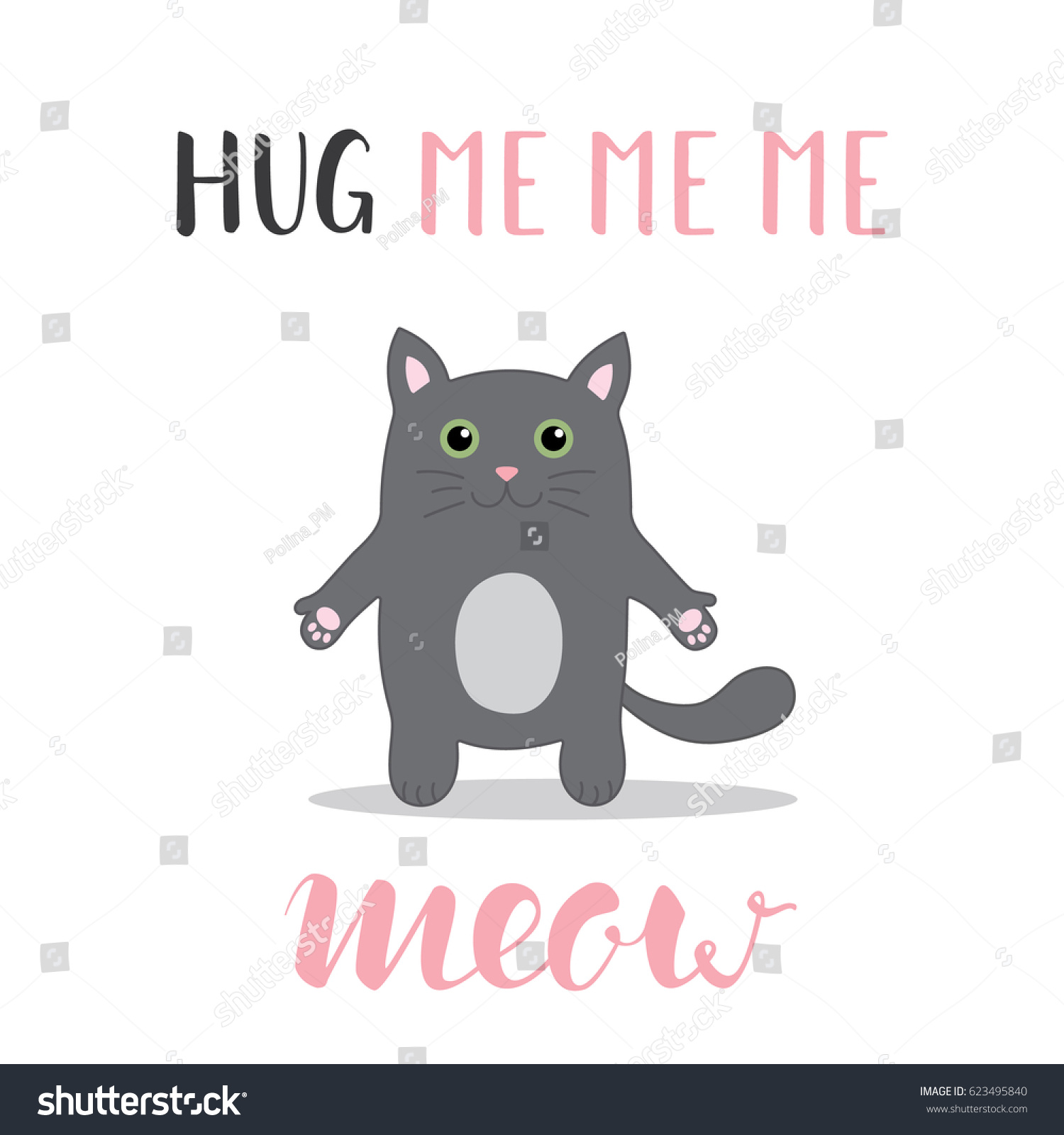 Grey Cat Ready Hugging Funny Animal Stock Vector (Royalty Free ...