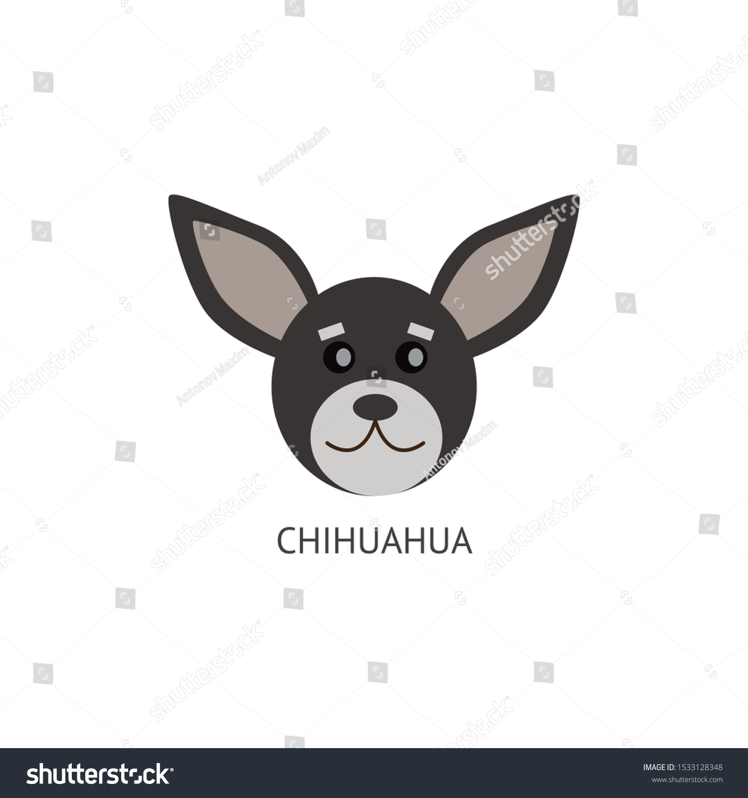 Grey Chihuahua Head Drawing Isolated On Stock Vector Royalty Free