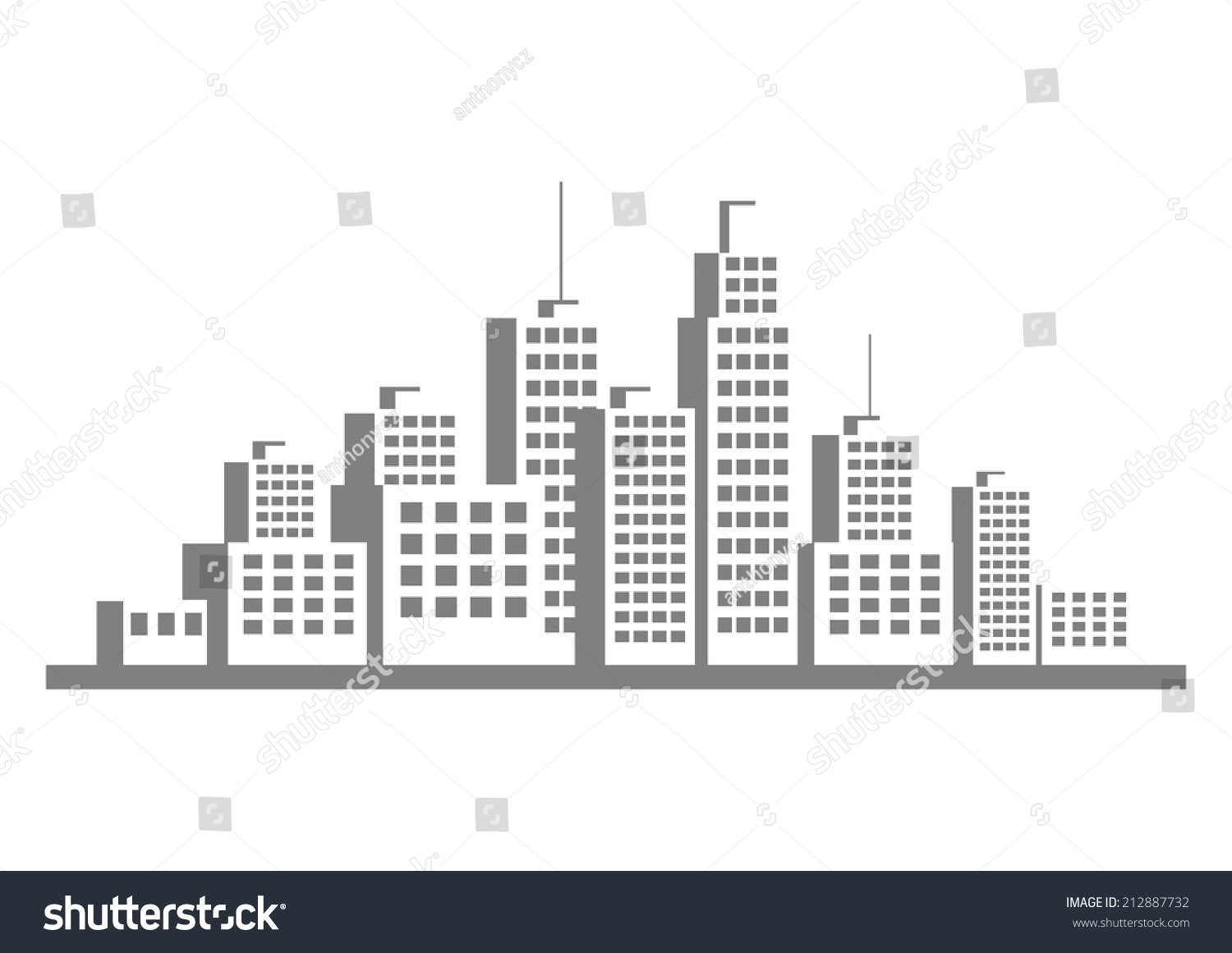 Grey City Icon On White Background Stock Vector 212887732 - Shutterstock