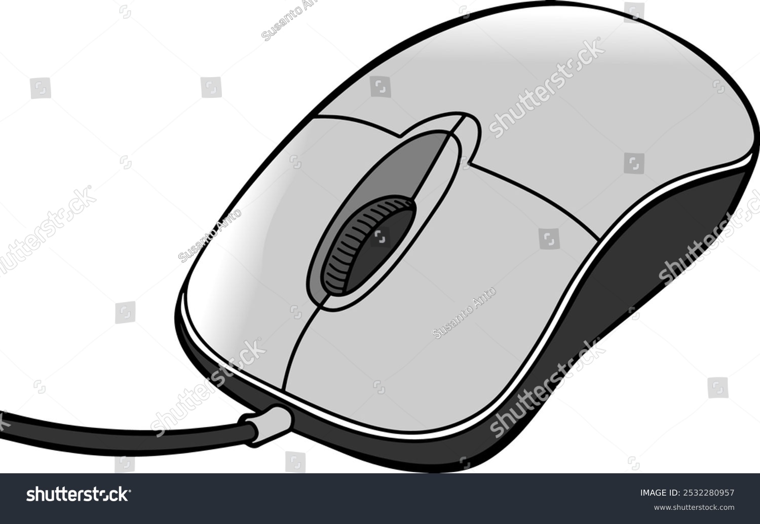 computer mouse, gray and black, simple design clip art preview