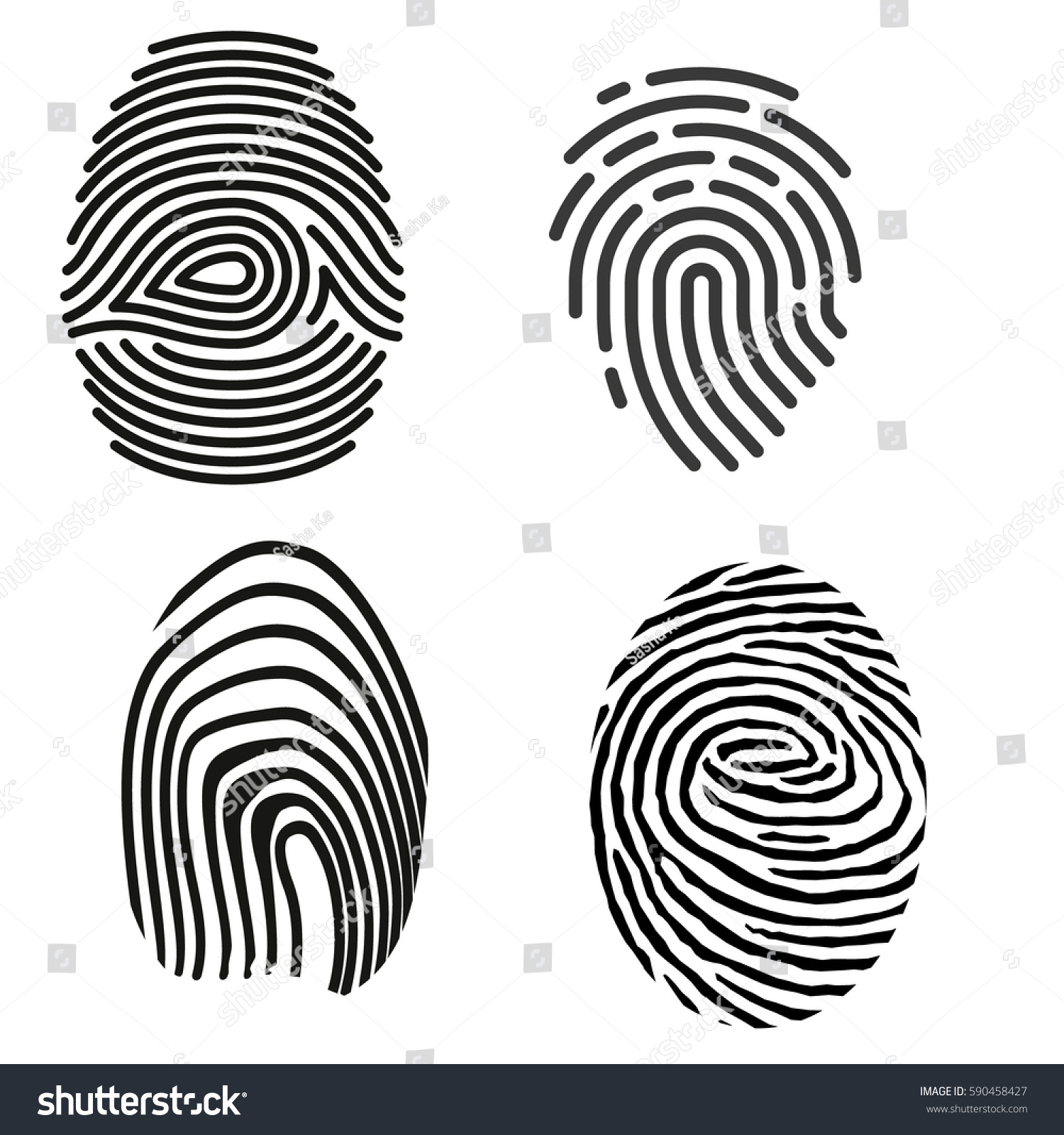 Grey Fingerprint Types Detailed Vector Set Stock Vector 590458427 ...