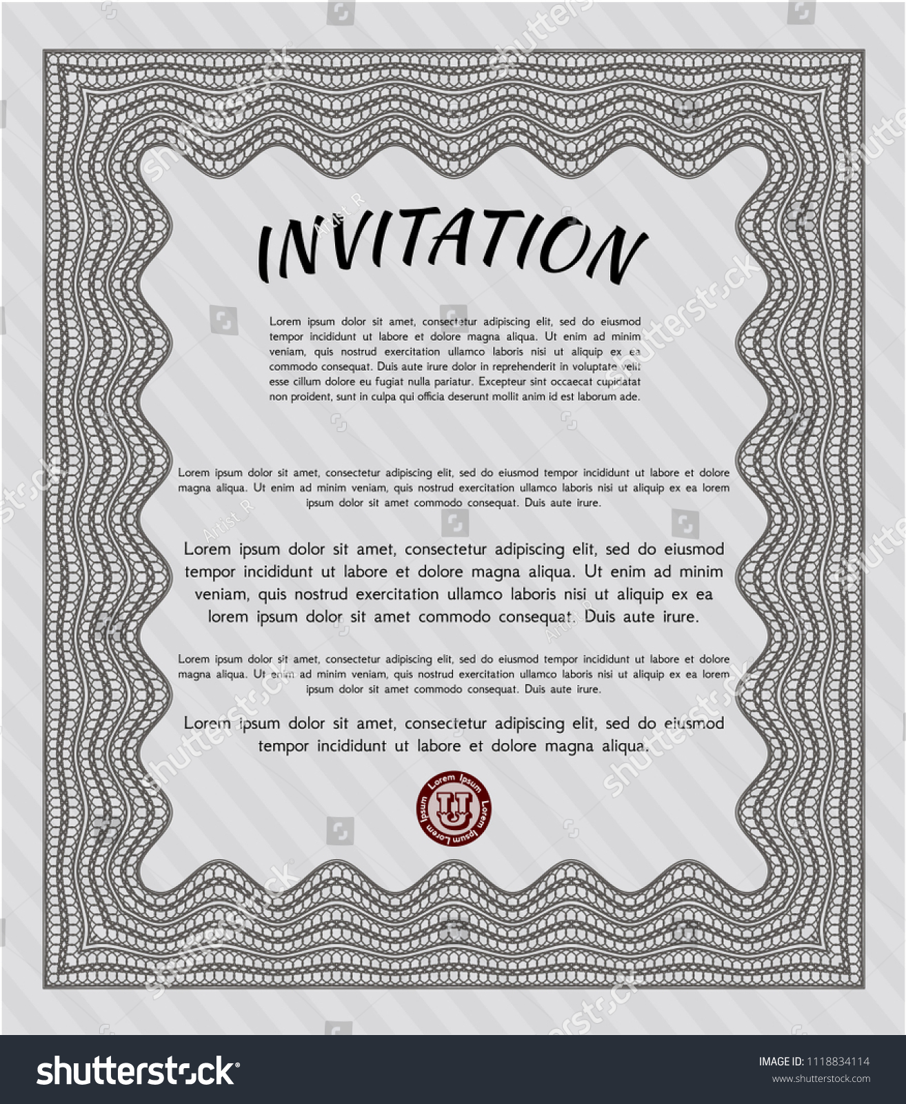 Grey Invitation Cordial Design Complex Background Stock Vector (Royalty